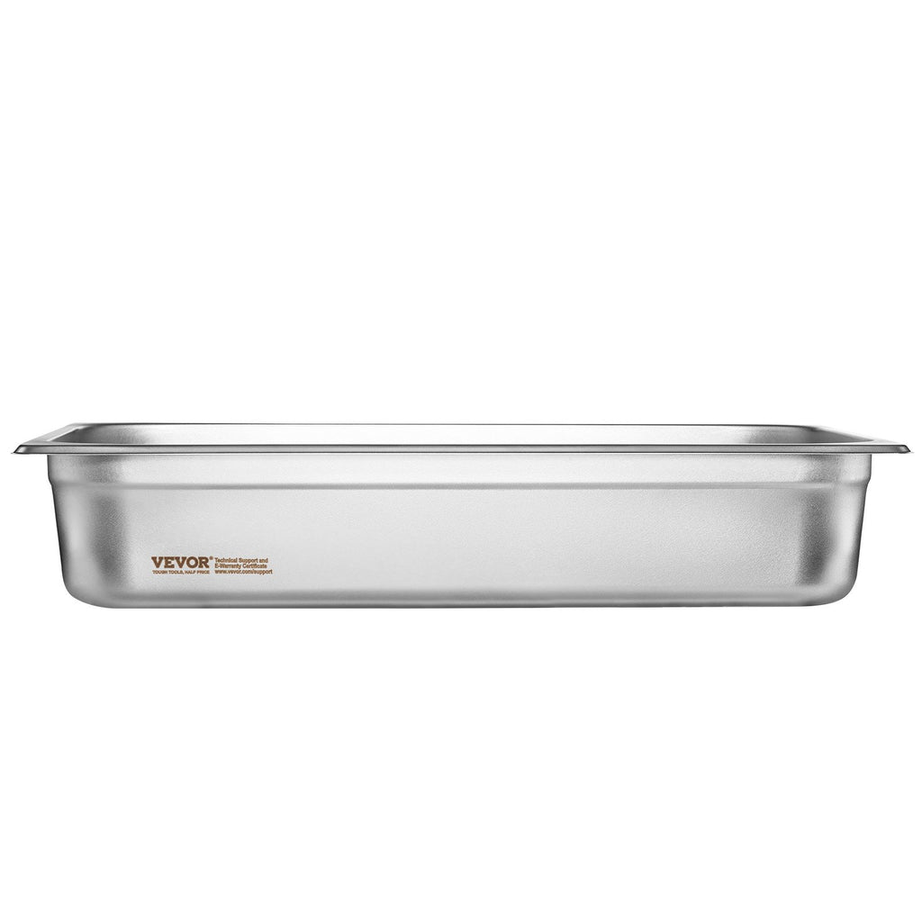 VEVOR 4 Pack Hotel Pans, Full Size Anti-Jam Steam Pan with Lid, 0.8mm Thick Stainless Steel Steam Table Pan, 4-Inch Deep Commercial Table Pan, Catering Storage Food Pan, for Industrial & Scientific