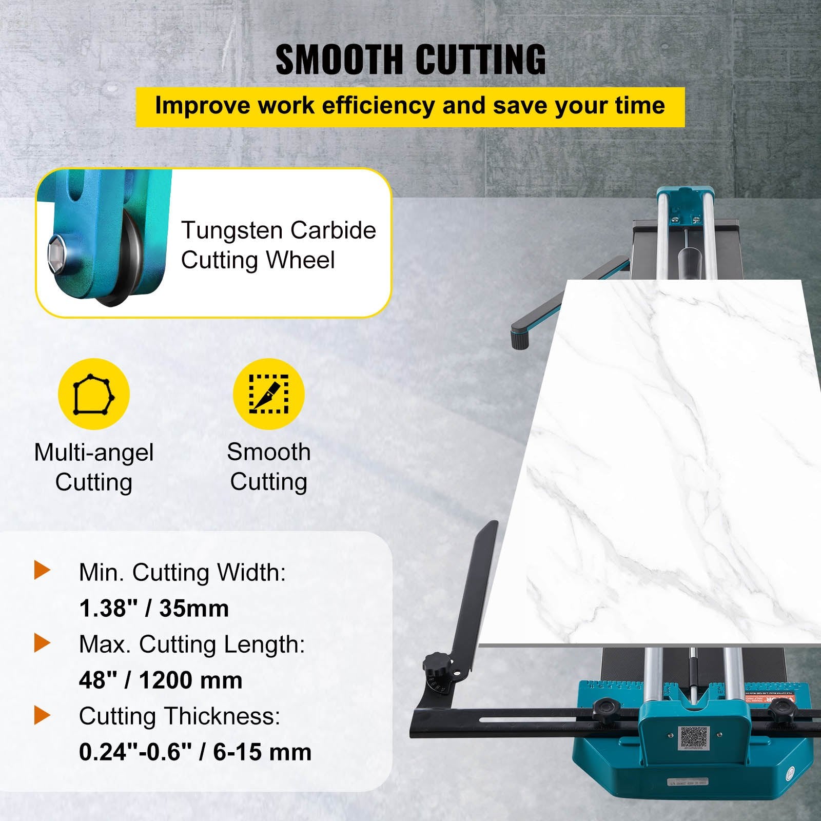 VEVOR Manual Tile Cutter 1200mm Cutting Machine w/ Laser for Ceramic