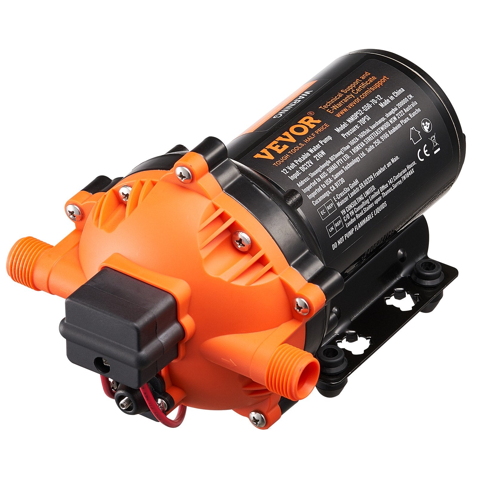 VEVOR Diaphragm Pump 5GPM 18.93 L/min 5-Chamber Water Pump Pressure Switch