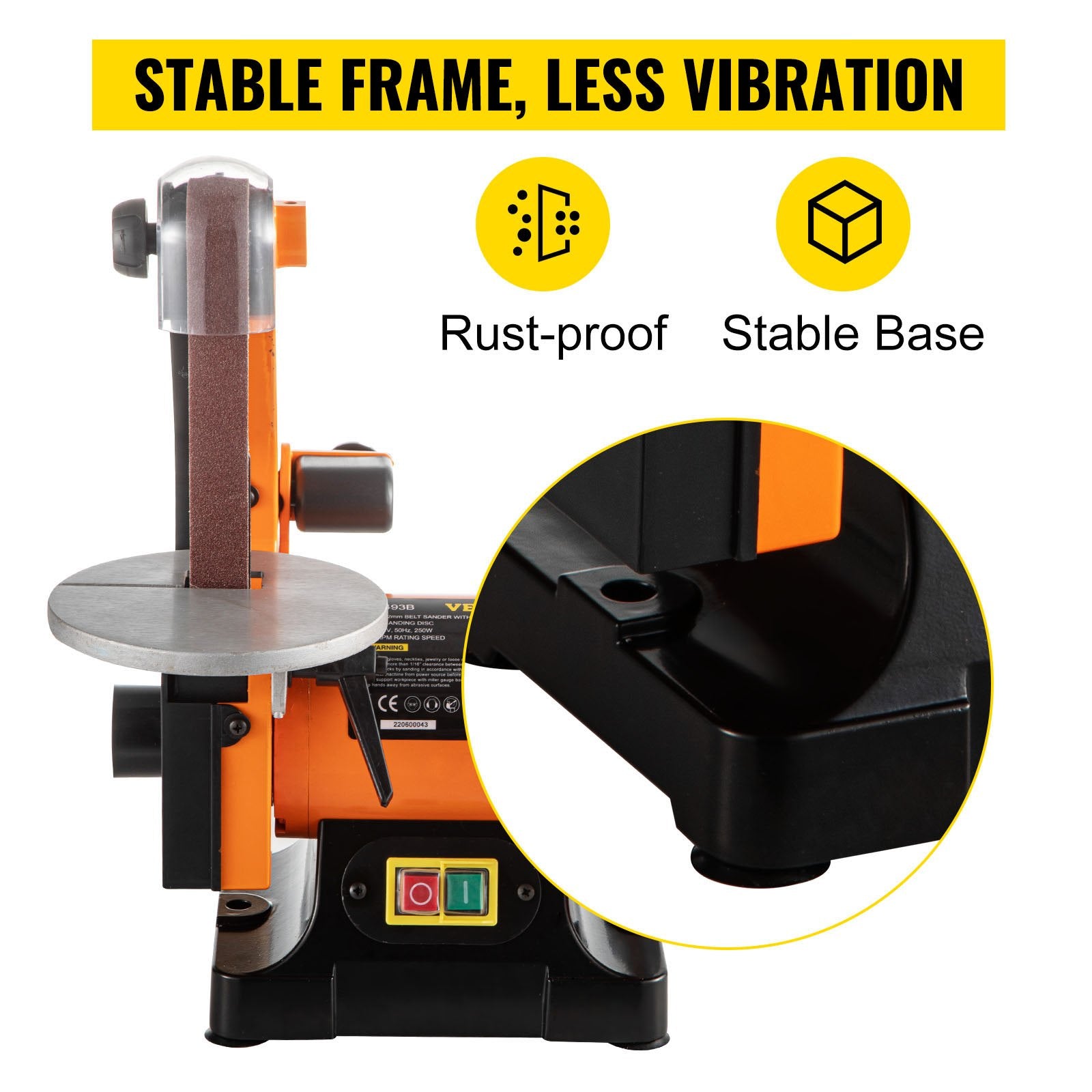 VEVOR Belt Sander 300W Grinder Sander 1 x 30 Inch Electric Belt & Disc Sander 2950 RPM Variable Speed (300W)