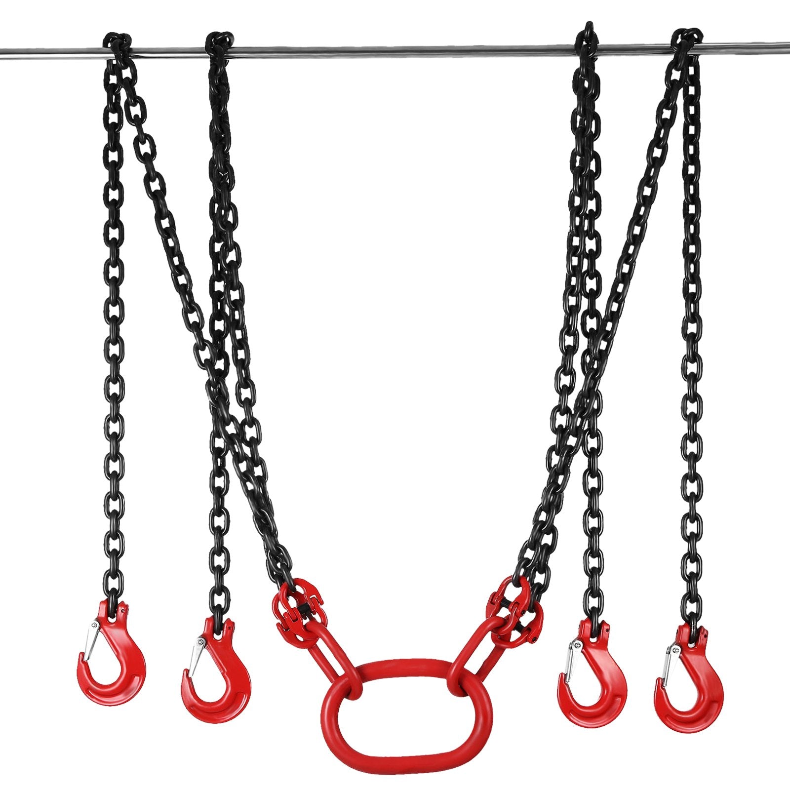 VEVOR Chain Sling 5/16" X 10' Engine Lift Chain G80 Alloy Steel Engine Chain Hoist Lifts 3 Ton with 4 Leg Grab Hooks and Adjuster
