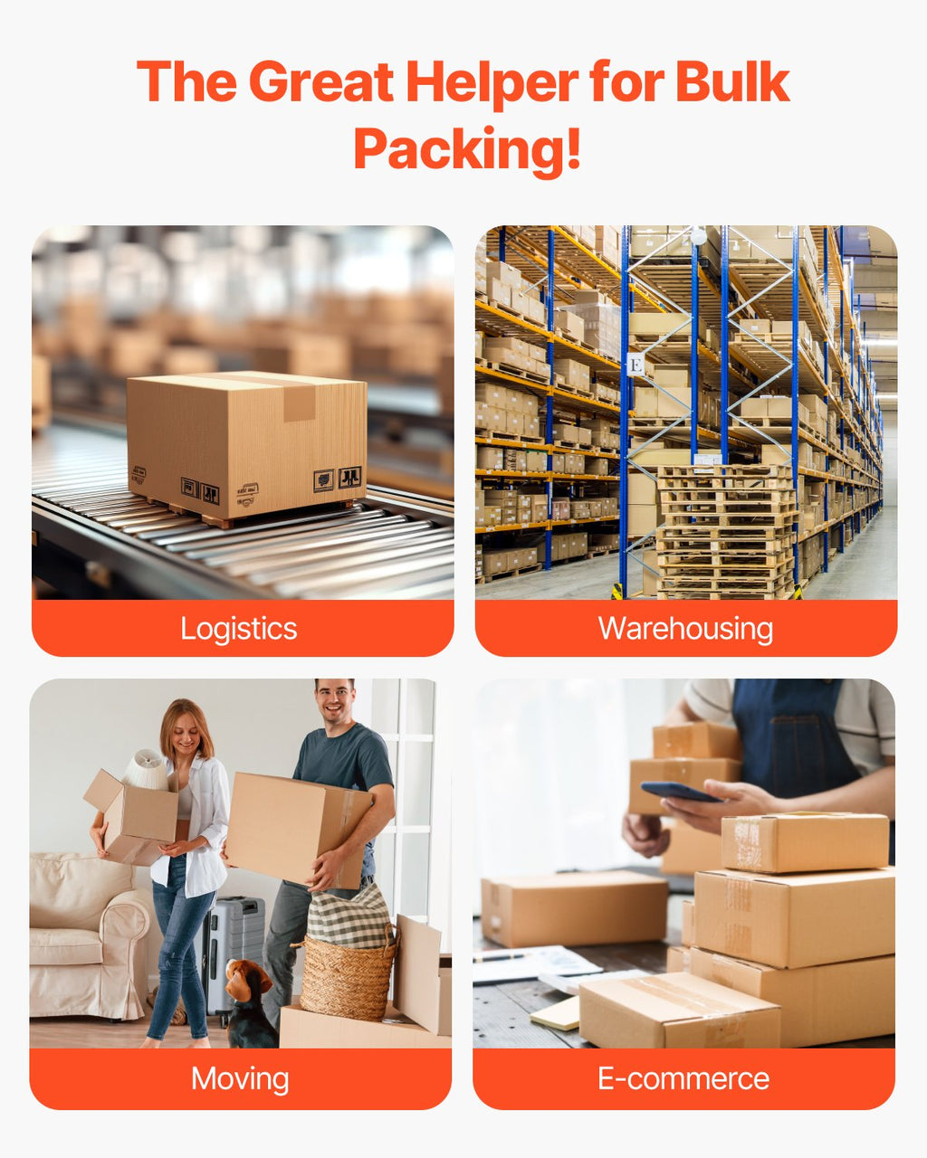 VEVOR Packing Tape 18 Rolls 65 Yards Heavy Duty Clear Packing Tapes 2.7 Mil