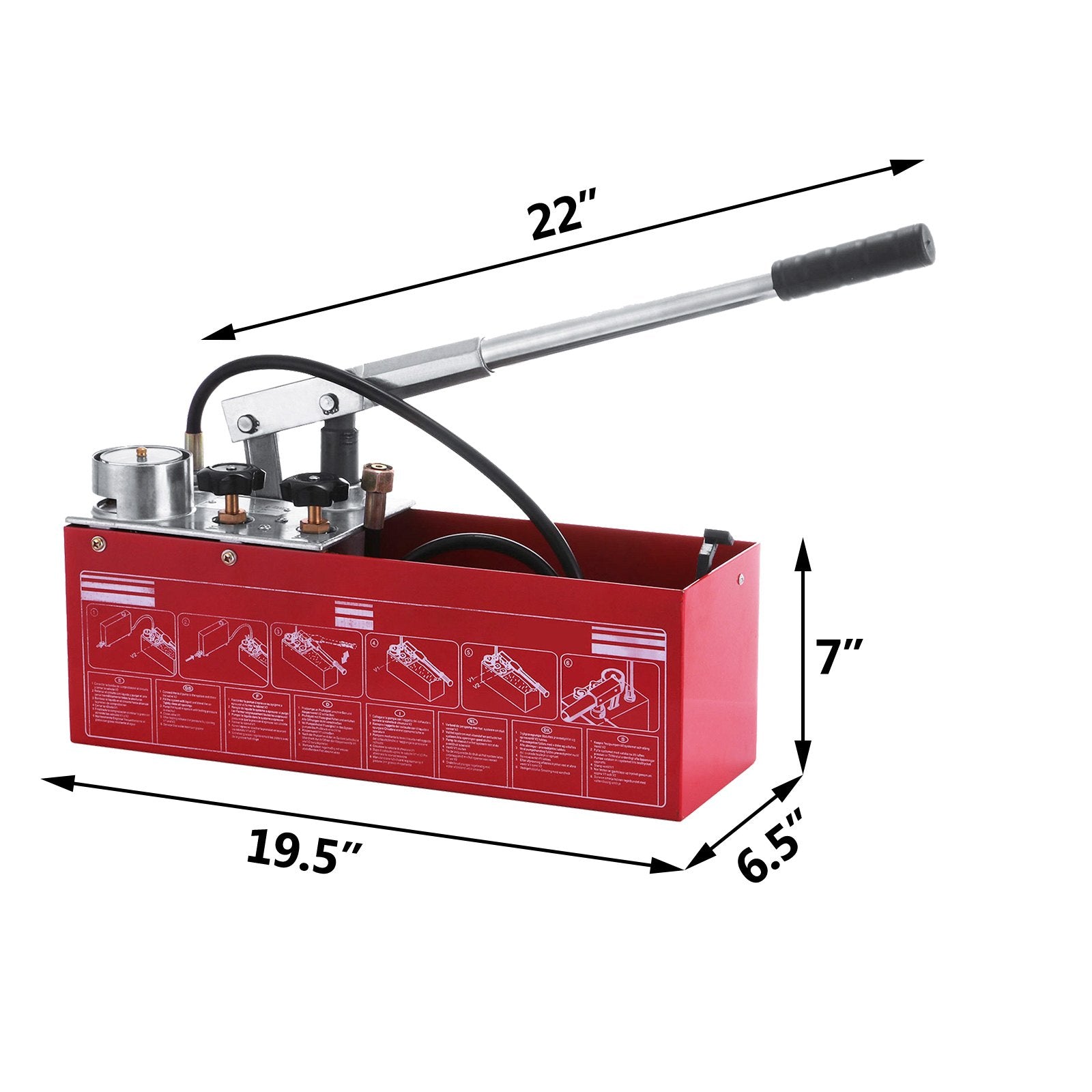 VEVOR Hydraulic Pressure Test Pump 50 Bar Hand Pressure Test Pump 726 PSI 3.2 Gallon Tank 45ML 1/2" BSP Hydrostatic Test Pump for Pipeline Pressure Container Irrigation Firemen (Test Pump 50 Bar)