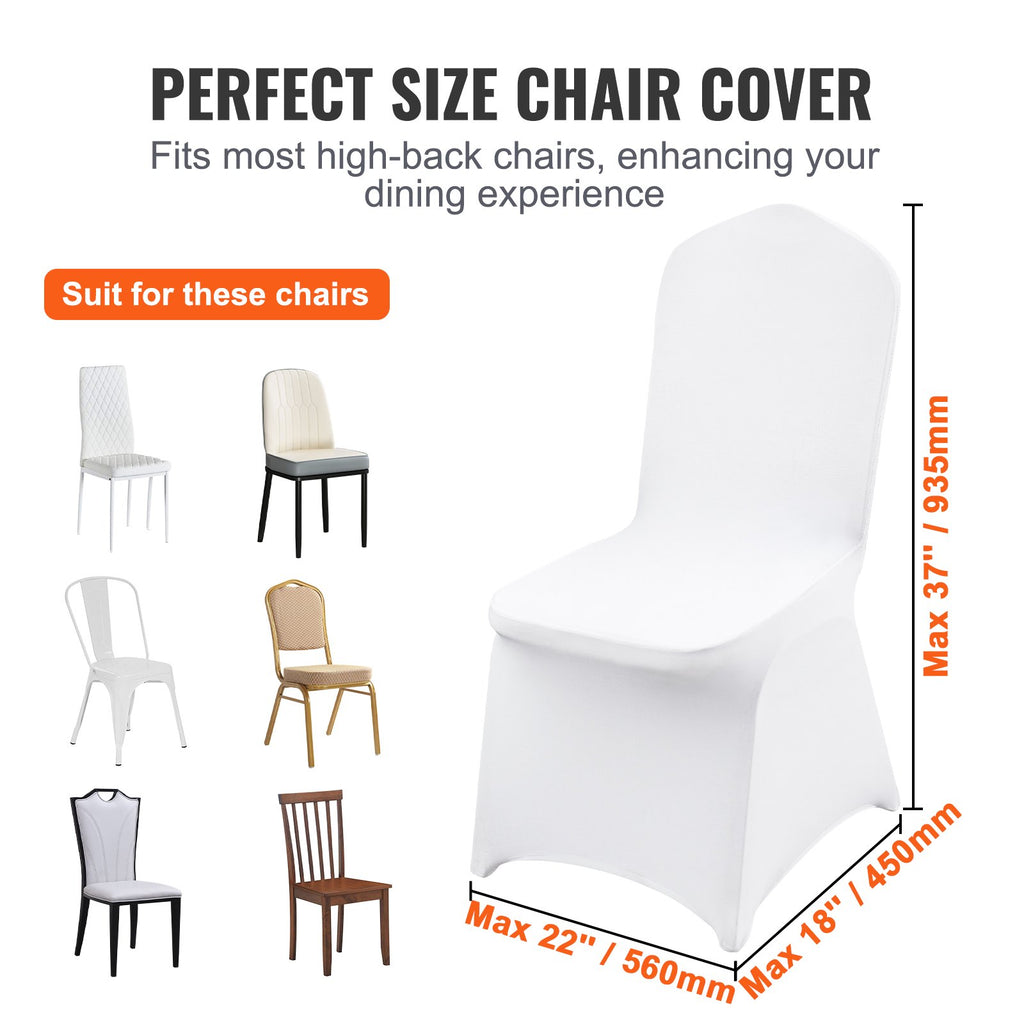 VEVOR Stretch Spandex Folding Chair Covers, Universal Fitted Chair Cover, Removable Washable Protective Slipcovers, for Wedding, Holiday, Banquet, Party, Celebration, Dining (50PCS White)