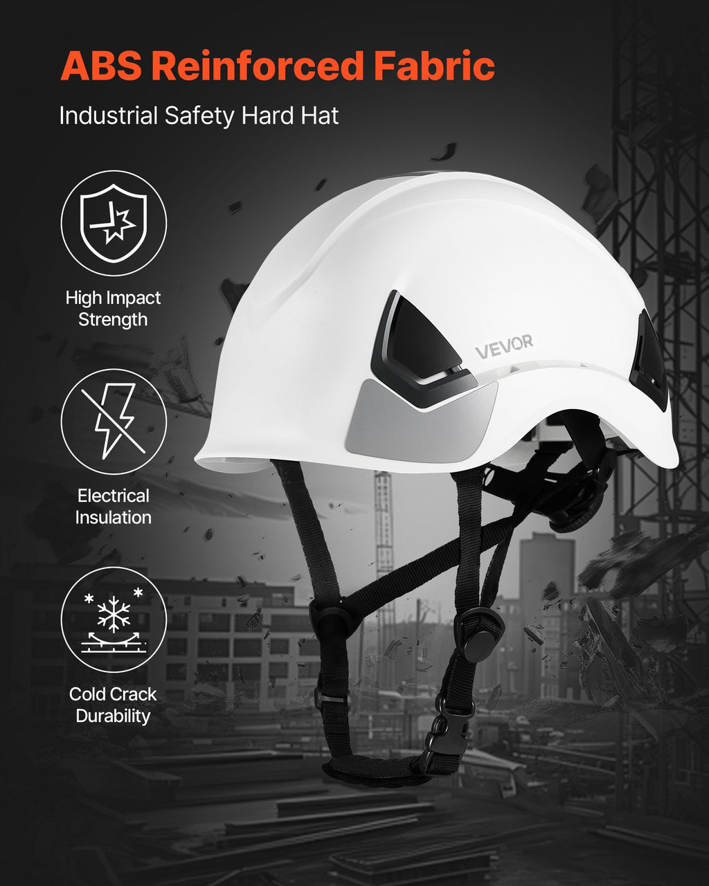 VEVOR Safety Helmet, ANSI/ISEA Z89.1 Approved ABS Safety Hard Hat with 6-Point Ratchet Suspension, Adjustable Vented Hardhat for Men Women Adults, for Outdoor Indoor Industrial Construction Workwear
