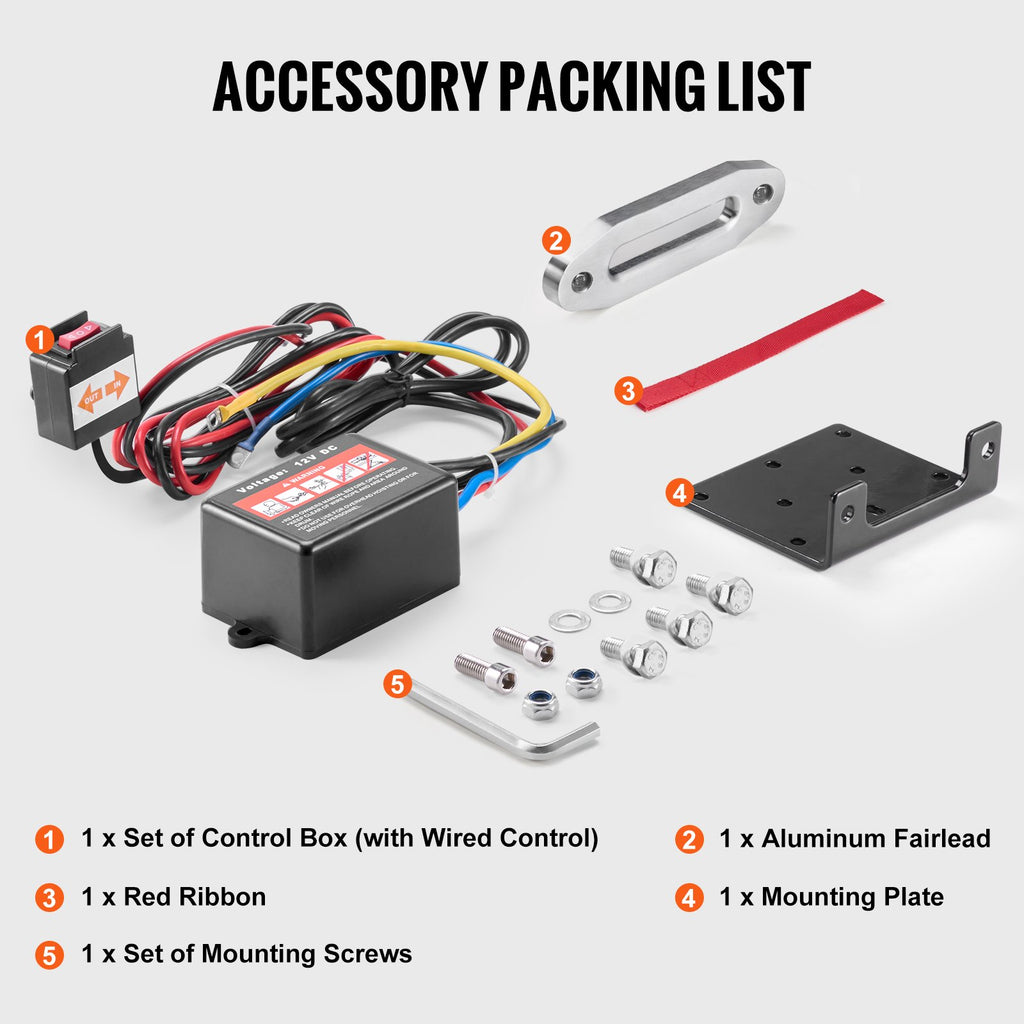 VEVOR Electric Winch, 1588 kg Line Pull Capacity, 12V DC ATV Winch with Φ0.5 x 1188.7 cm 12 Strands Synthetic Rope Aluminum Fairlead Wired Remote Control, IP55 Waterproof for Towing ATV Boat