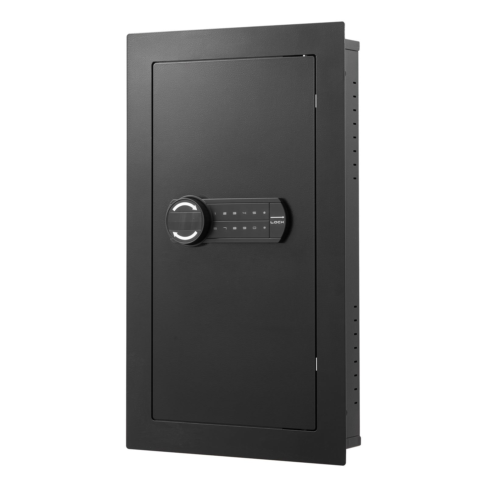 VEVOR Wall Safe, 3-Tier Hidden Wall Mounted Safe with Password & Key, Q235 Cold-Rolled Steel In-Wall Box with LED Lighting, 2 Adjustable Shelves & 5 Key Holders for Money, Jewelry, Passport, Black