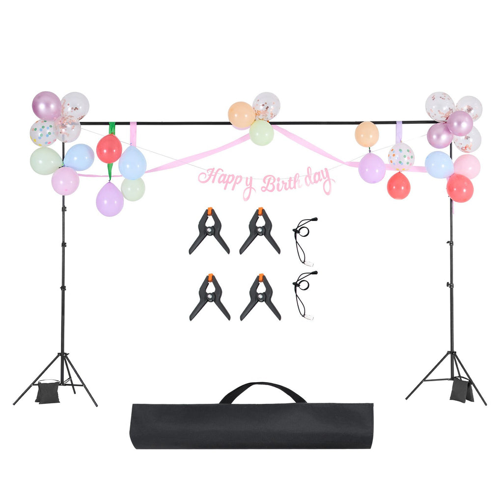 VEVOR Backdrop Stand, 298 x 300 cm Adjustable Photo Backdrop Stand Kit, Portable Background Backdrop Stand with 4 Crossbars, Heavy Duty Projector Screen Stand, for Wedding, Photo Video Studio & Party