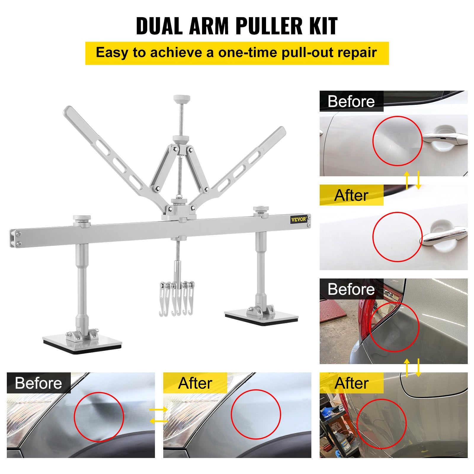 VEVOR Dent Pull Lever Bar Kit Fit for Both Aluminum and Steel Dent Pulling (43INCH/1100MM)