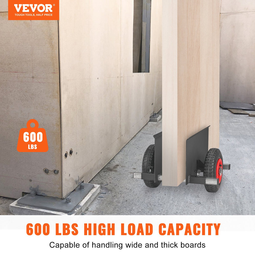 VEVOR Panel Dolly, 600LBS Capacity Slab Dolly, Heavy-duty Drywall Mover with 8" Pneumatic Wheels, Adjustable Clamp Panel Cart for Drywall Sheet, Material Handling, All Terrain Moving Cart
