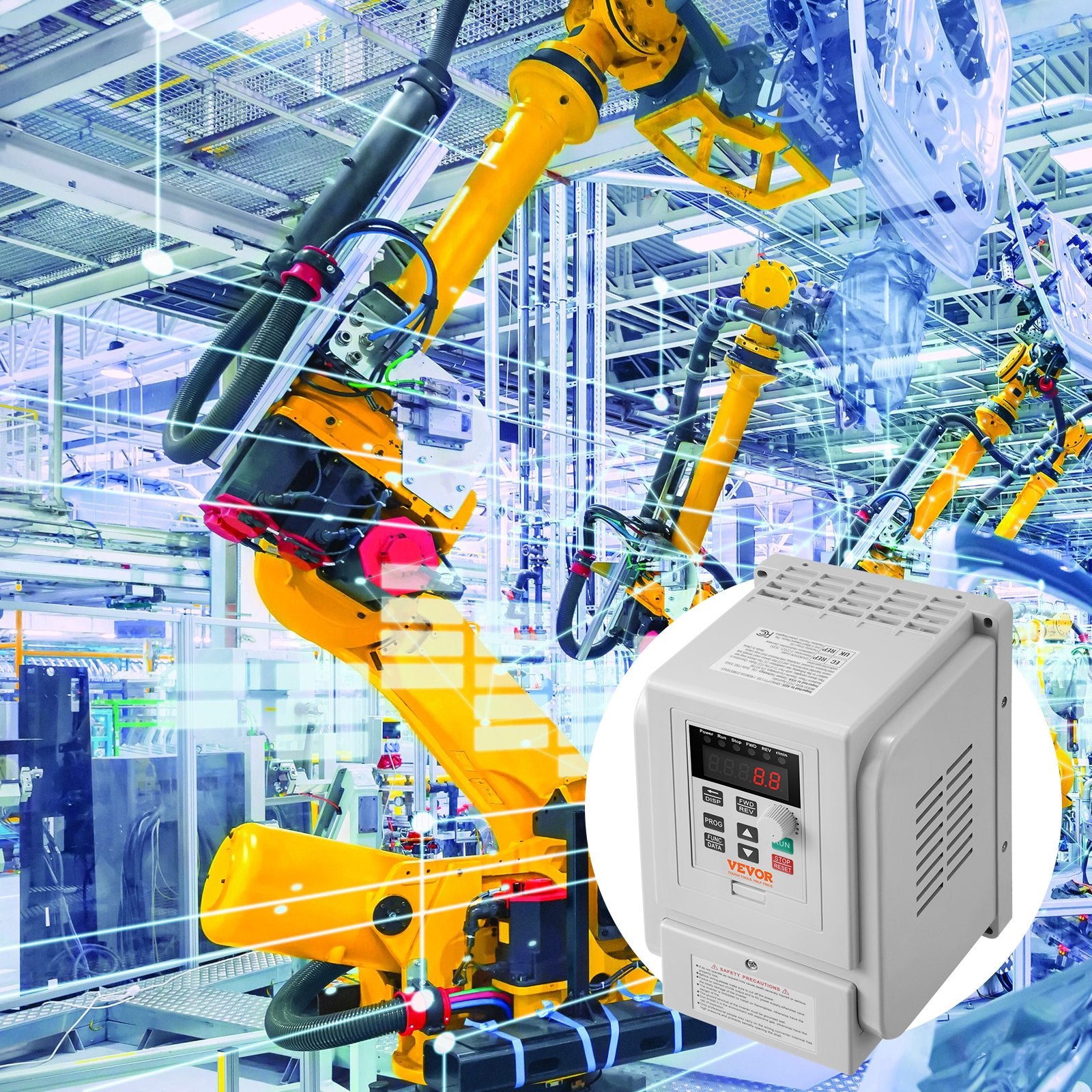 VEVOR VFD 5HP, 4KW, 18A, 1 Phase 220V-240V Input to 3 Phase 220V-240V Output Variable Frequency Drive, 0-400Hz VFD for AC Motor Speed Control