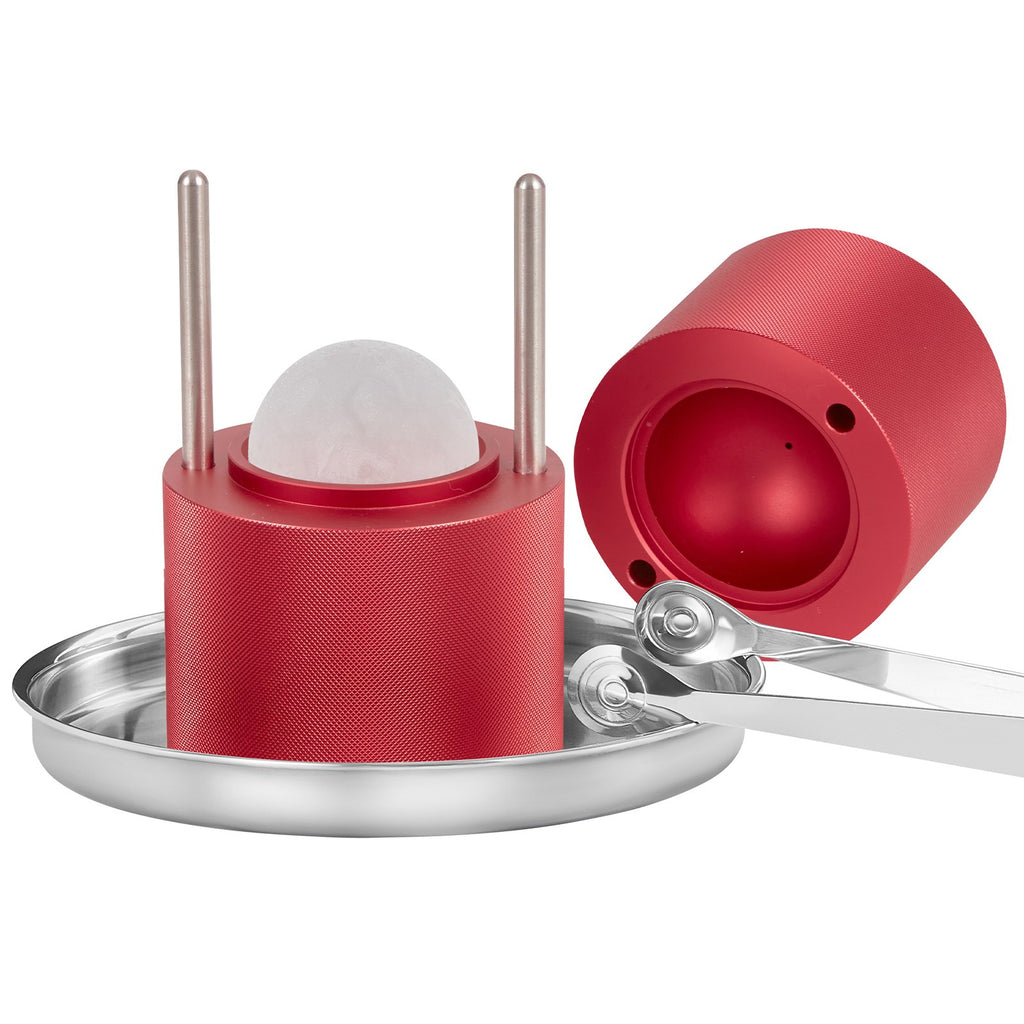 VEVOR Ice Ball Press, 6cm Ice Ball Maker, Aircraft Al Alloy Ice Ball Press Kit for 60mm Ice Sphere, Ice Press with Tong and Drip Tray, for Whiskey, Cocktail, Bourbon, Scot on Party & Holiday, Red