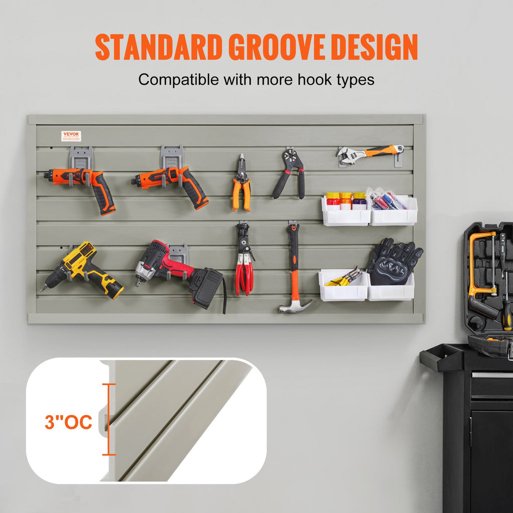VEVOR Slatwall Panels, 121.9 x 30.48 cm Gray Garage Wall Panels (Set of 2 Panels), Heavy Duty Garage Wall Organizer Panels Display Perfect for Retail Store, Garage Wall, and Craft Storage Organization