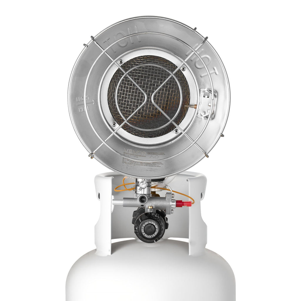 VEVOR Propane Tank Top Heater with Portable Trolley, 15000 BTU Rapid Heating 180-Degree Infrared Radiant Tank Top Gas Heater for 9-18kg Propane Tanks, for Ice Fishing/ Hunting/Outdoor Single Burner