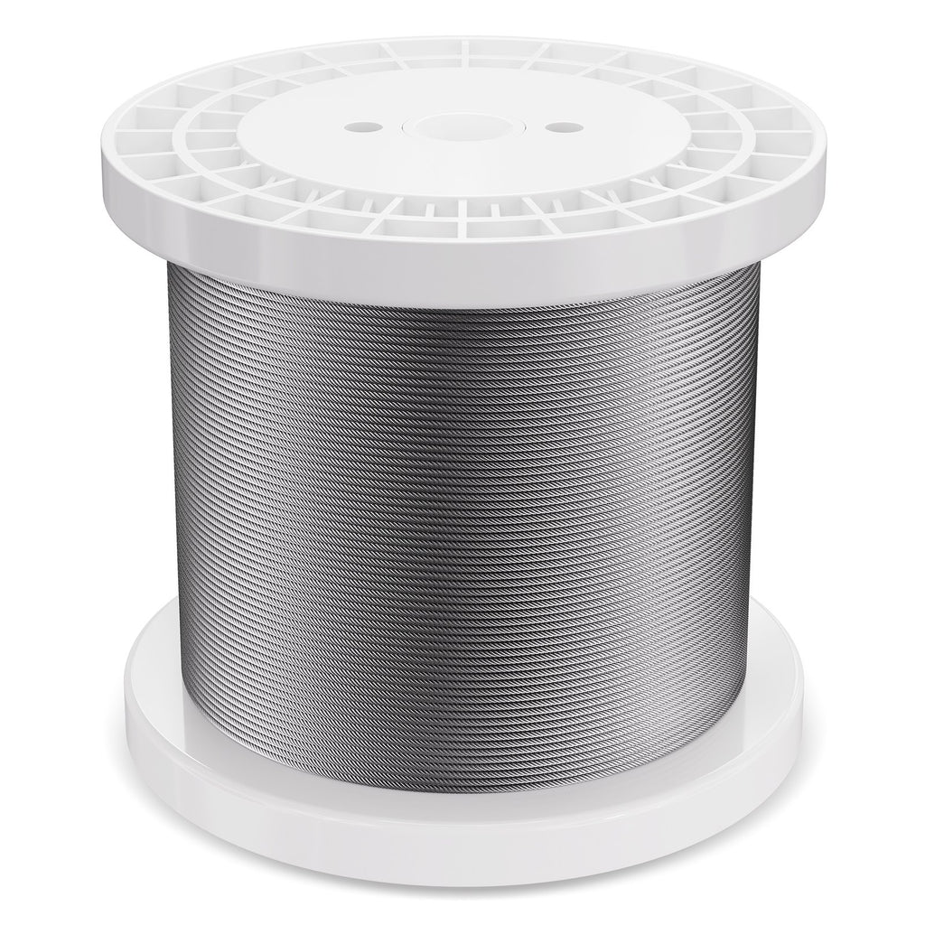 VEVOR Wire Rope Kit, 3.18 mm 305 m 316 Stainless Steel Cable with Cutter and Gloves, 7.1KN Breaking Strength, 7x7 Strands Construction Marine Aircraft Grade for Handrail Stair Decking Fence Outdoors