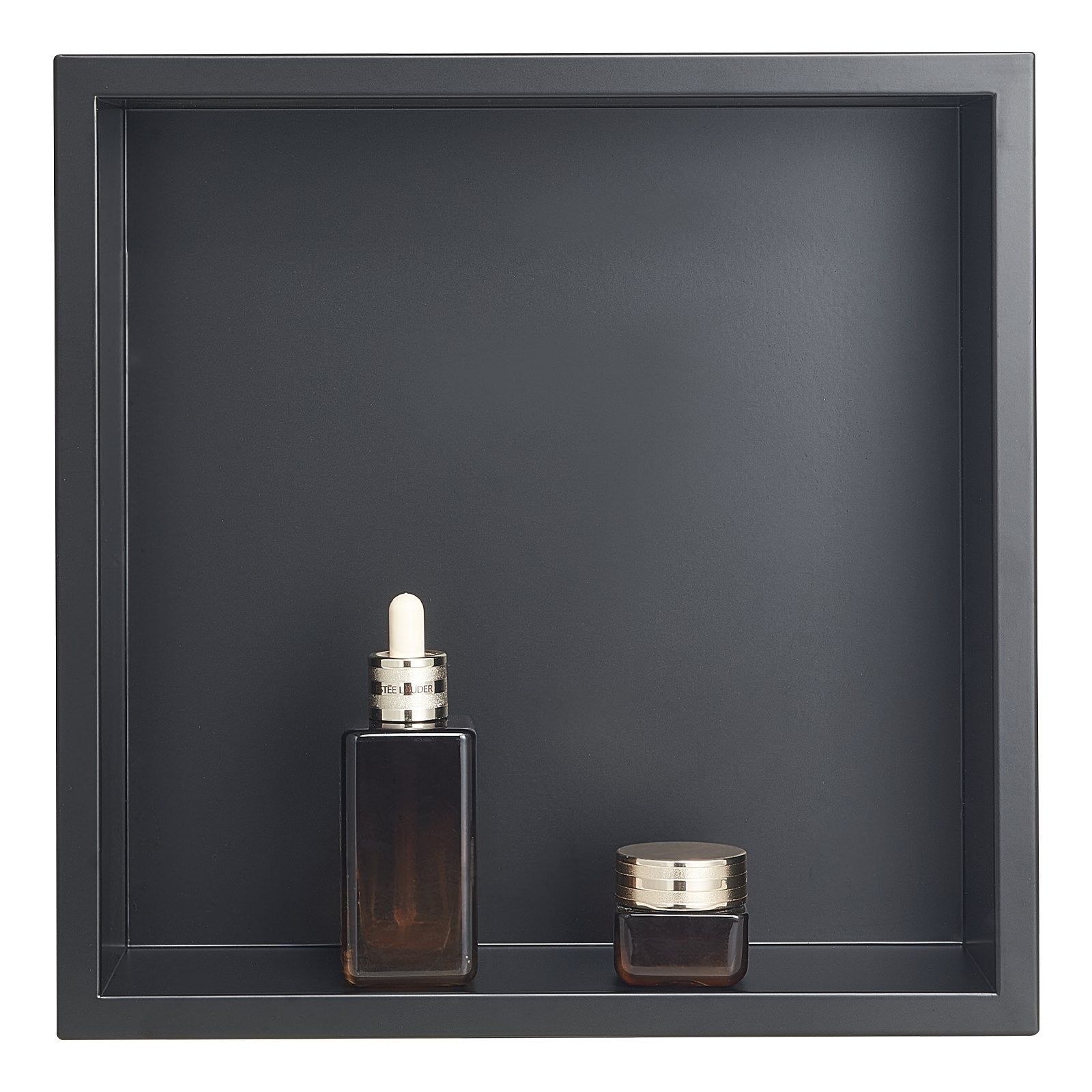 VEVOR Shower Niche, 33.0 x 33.0 x 10.2 cm Recessed Wall Niche, Heavy-duty Stainless Steel Modern Soap & Shampoo Storage Organizer, Sealed Waterproof, Durable & Easy to Install, Black for Bathroom