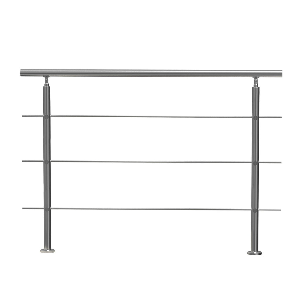 VEVOR Handrails for Outdoor Steps, 59 in Length 3 Crossbars Stair Hand Rail Kit, Transitional Stainless Steel Railings w/ Installation Kit, Double-column Staircase Handrails for Seniors,Porch & Deck