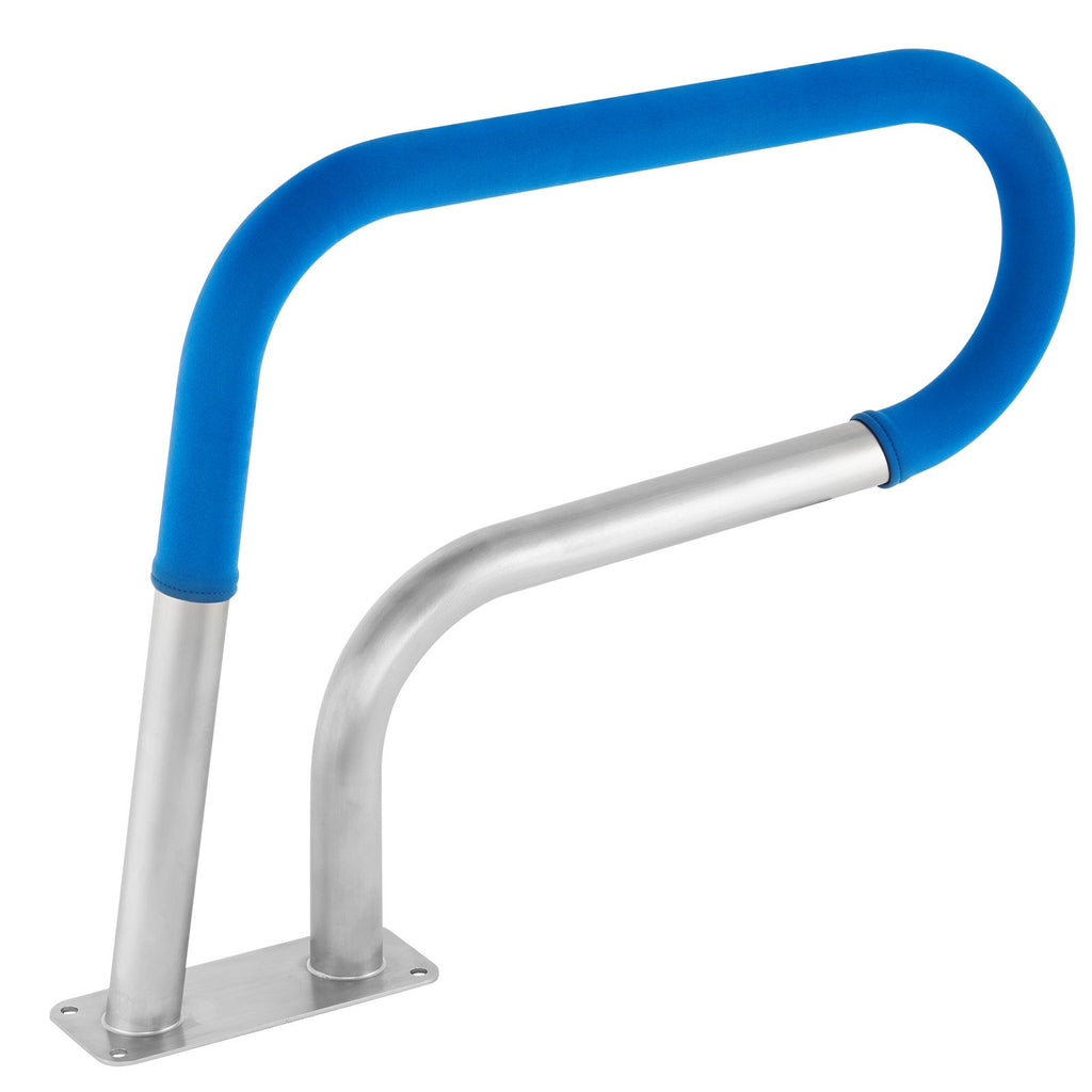 VEVOR Pool Rail 30x22 Pool Railing 304 Stainless Steel 250LBS Load Capacity Silver Rustproof Pool Handrail Humanized Swimming Pool Handrail with Blue Grip Cover & M8 Drill Bit & Self-Taping Screws