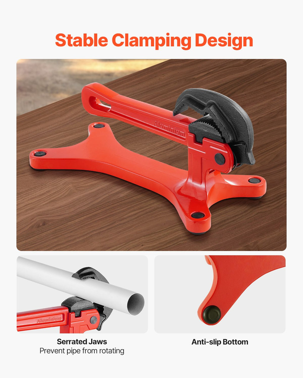 VEVOR Portable Pipe Vise, Lightweight Aluminum Pipe Vise with 1/8" to 1-1/2"  Clamping Capacity, Ideal for Onsite Plumbing Installation, Repair, and Maintenance