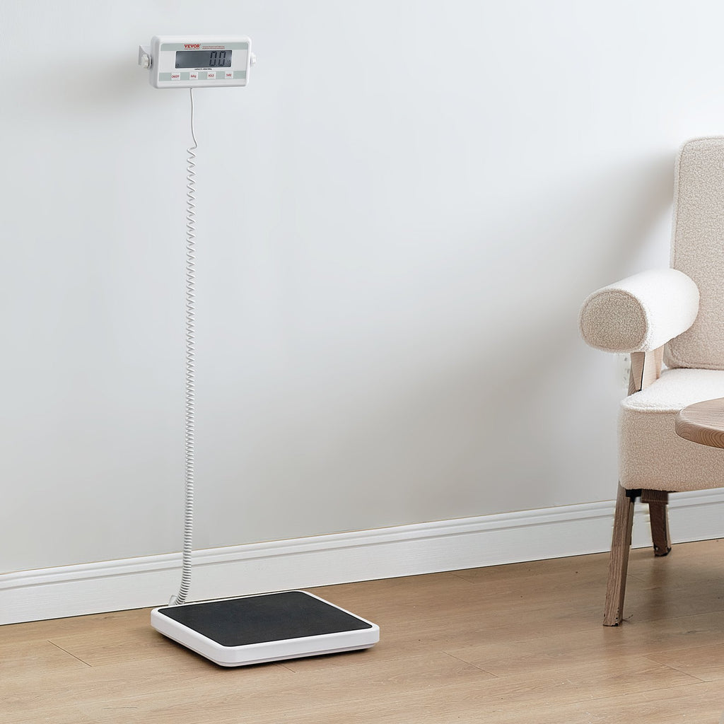 VEVOR Portable Medical Scale, Professional Digital Physician Scale for Weighing - with Anti-Slip Mat, 2 Units (kg/lb), Hold & Tare Function, 400LBS Capacity Physician Wight Scale for Gym Home Hospital