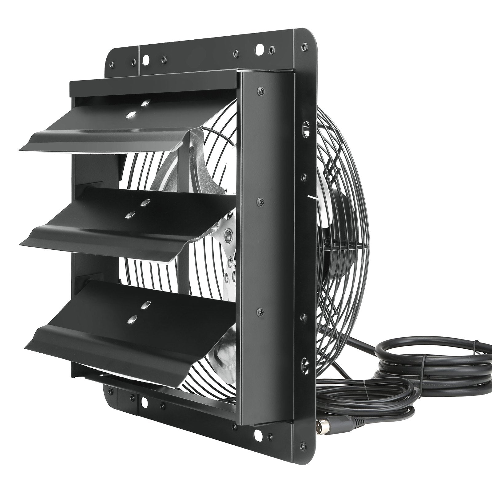 VEVOR Shutter Exhaust Fan, 254mm / 10inch  with Temperature Humidity Controller, EC-motor, 843 CFM, Variable Speed Adjustable Wall Mount Attic Fan, Ventilation and Cooling for Greenhouses, Garages, Sheds