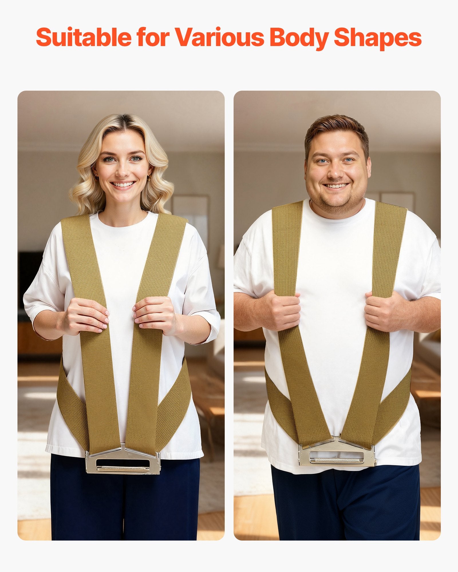 VEVOR Moving Straps, Supports up to 453.6 kg, 2-Person Lifting and Moving System with 2 Harness Straps & 1 Load-bearing Strap, Adjustable Lifting Shoulder Straps Move Furniture Appliances Mattresses
