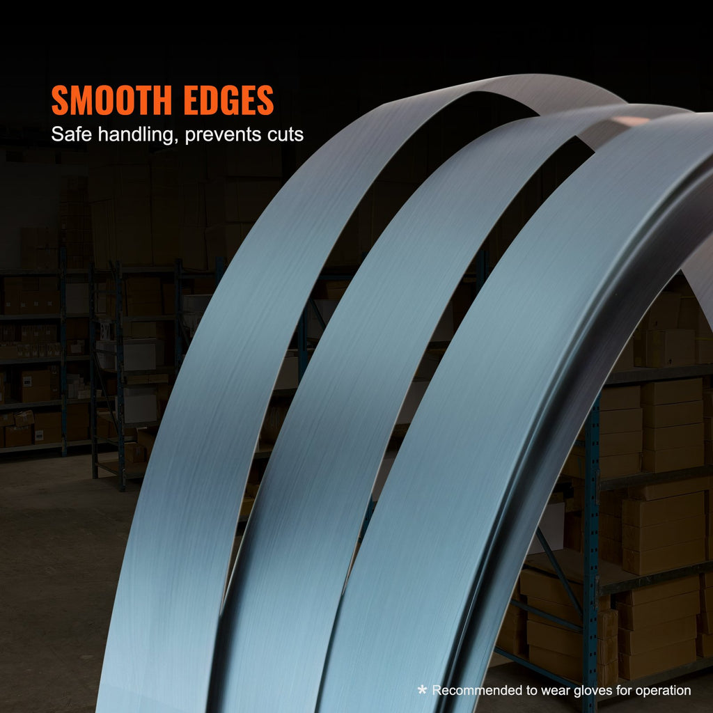 VEVOR Packaging Steel Strapping Roll, 500 m Length x 19 mm Width x 0.55 mm Thickness, 770 kg Break Strength, Heavy Duty Banding Pallet Strap Coil, Portable Strong Banding Packing Metal Straps, Black