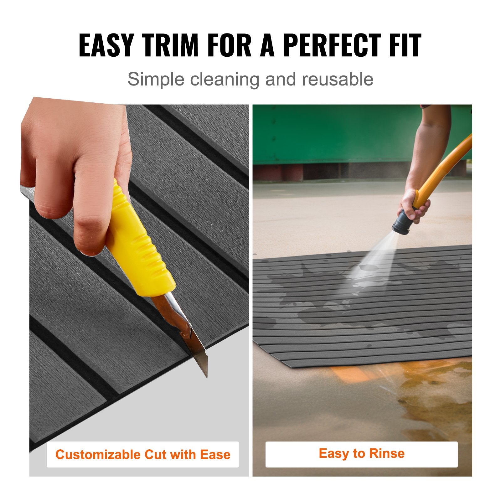VEVOR Boat Flooring, EVA Foam Boat Decking 94.5" x 23.6", Non-Slip Self-Adhesive Flooring, 15.5 sq.ft Marine Carpet for Boats, Yacht, Pontoon, Kayak Decking