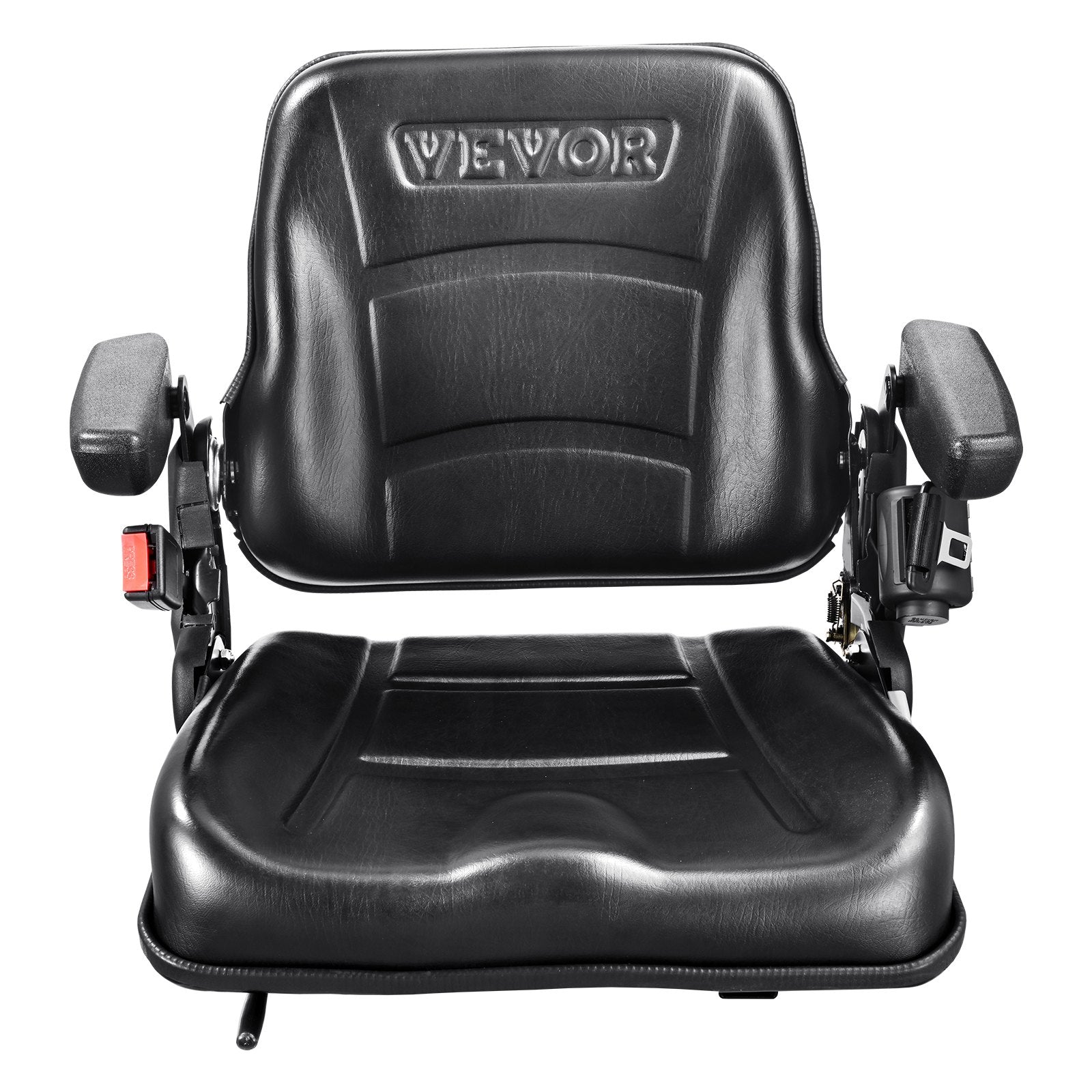 VEVOR Universal Forklift Seat, Fold Down Tractor Seat with Adjustable Angle Back, Micro Switch, Seatbelt and Armrests, 16-34 cm Slot Tractor Seat for Tractor Loader Excavator