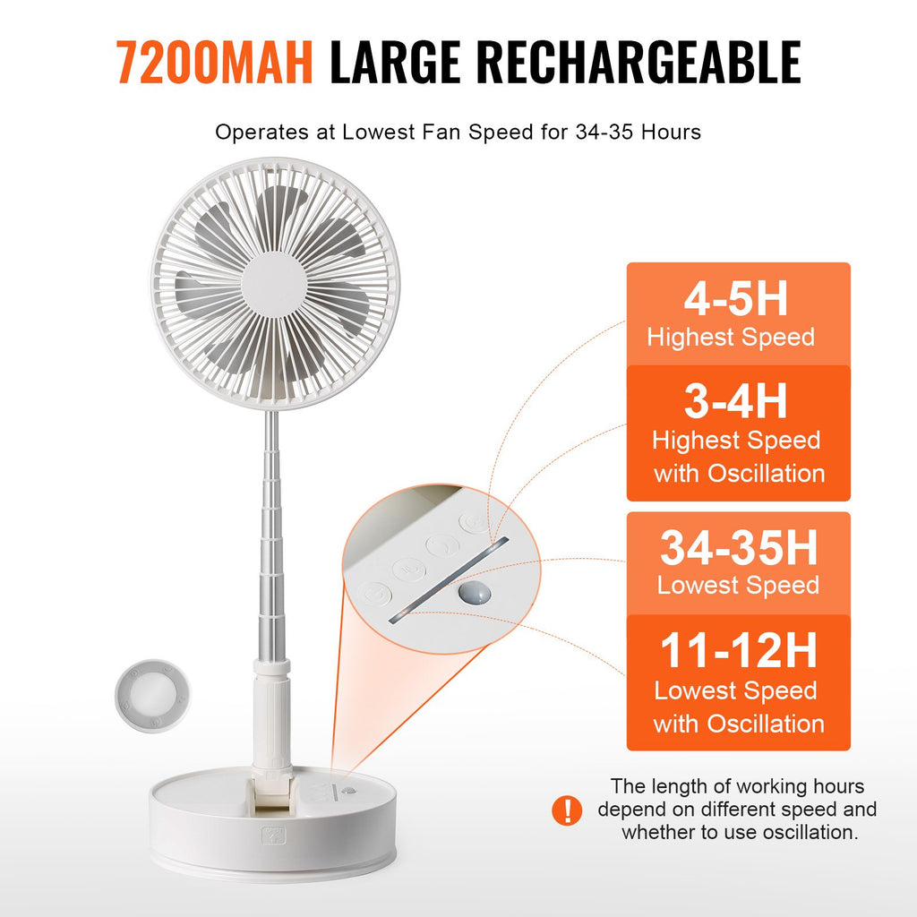 VEVOR 8 Inch Foldable Oscillating Standing Fan with Remote Control,