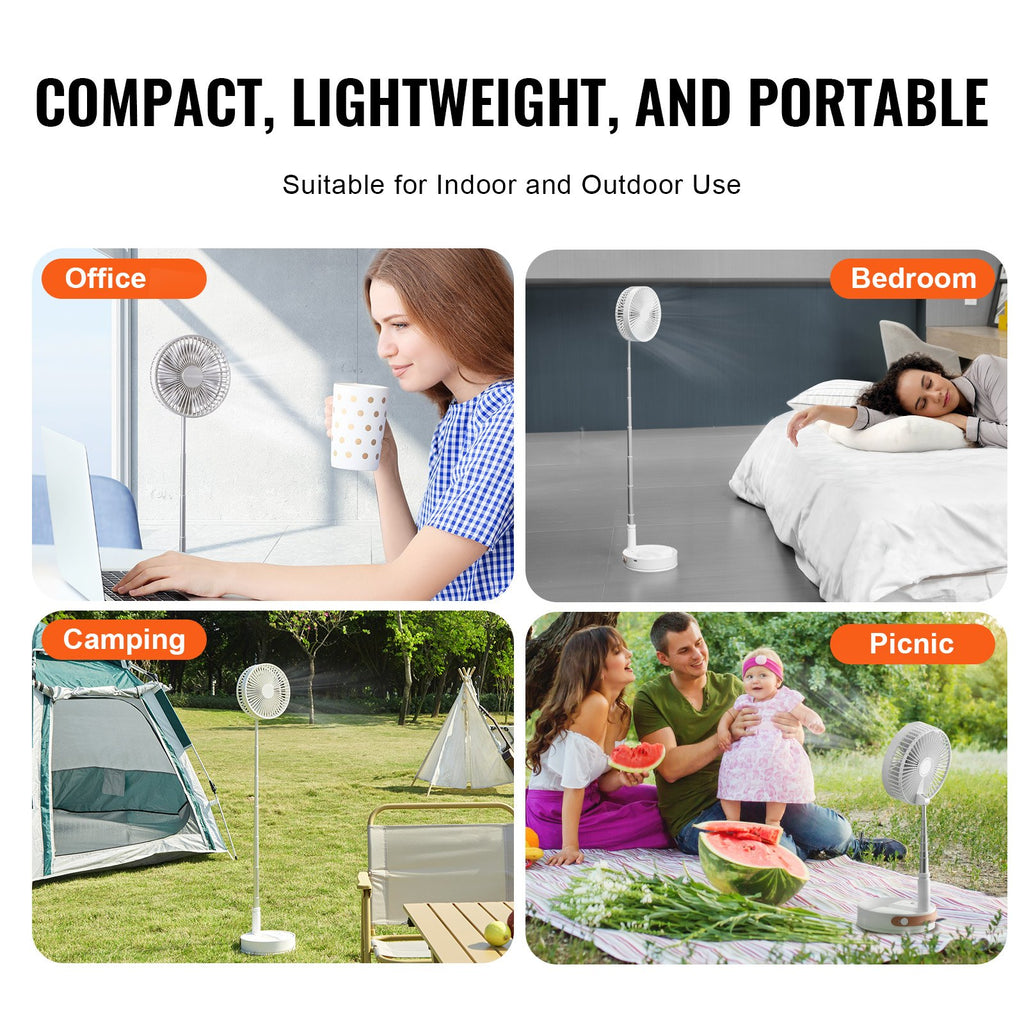 VEVOR 8 Inch Foldable Oscillating Standing Fan with Remote Control,