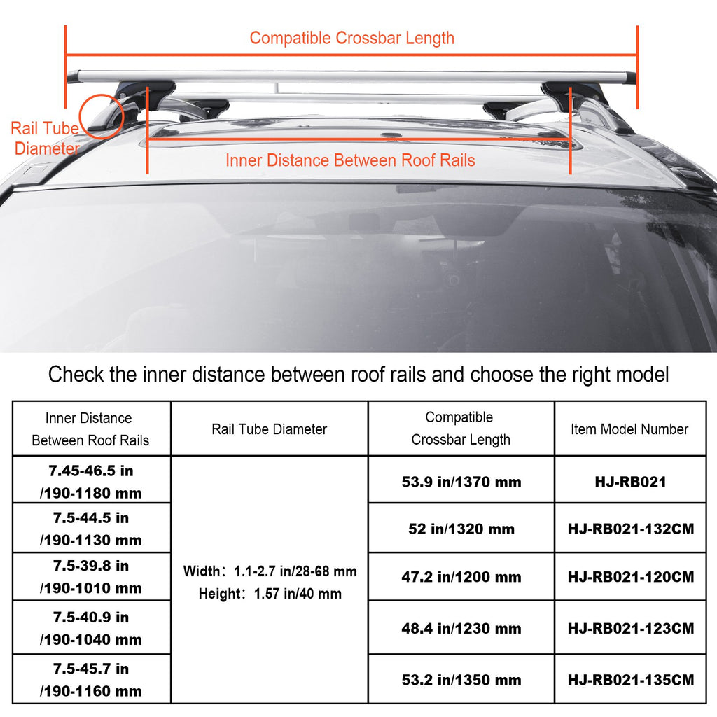 VEVOR Roof Rack Cross Bars, Aluminum Roof Rack Crossbars, Fit Raised Side Rail with Gap, 90 kg Load Capacity, Adjustable Crossbars with Locks, for SUVs, Sedans, and Vans