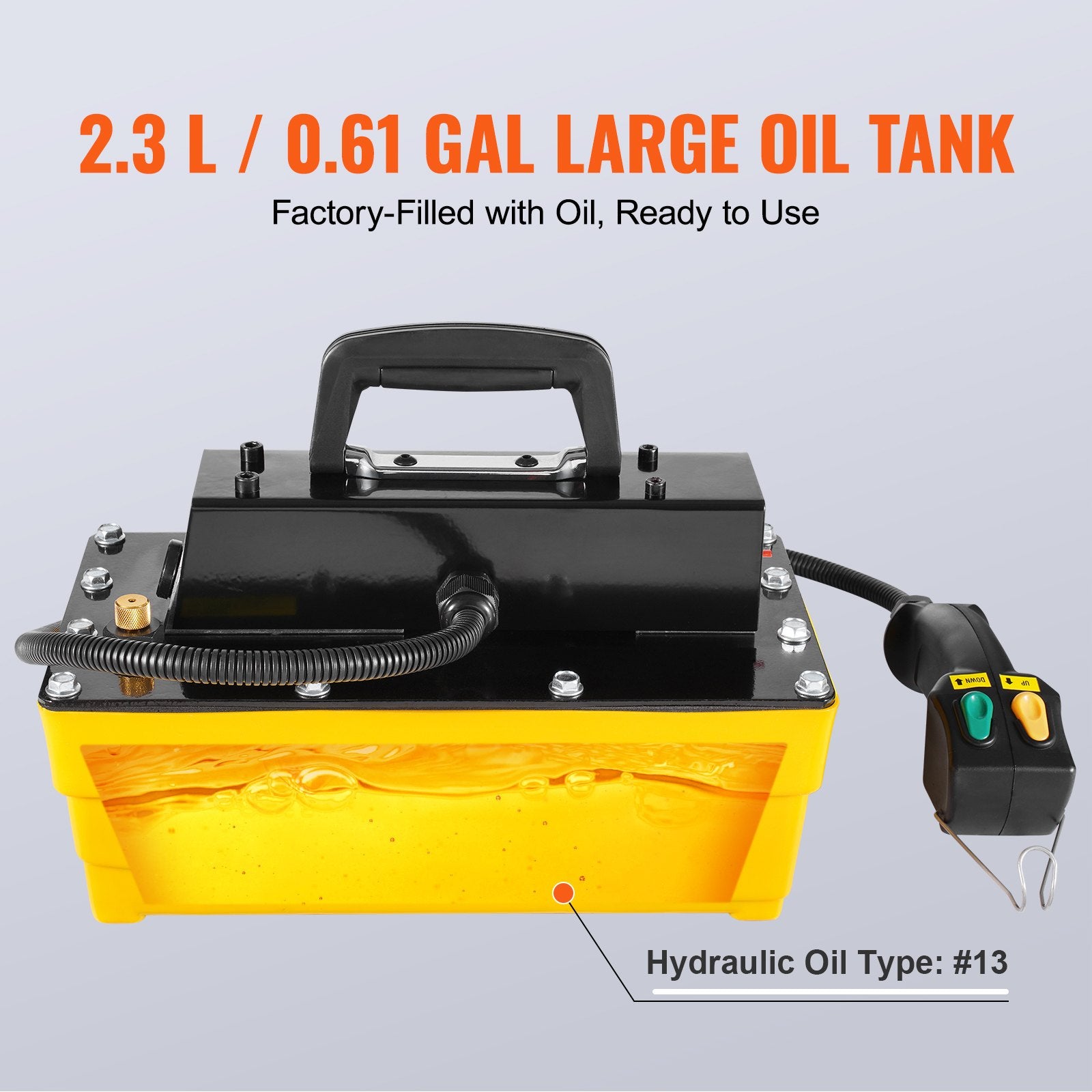 VEVOR 10,000PSI Air Hydraulic Pump, 2.3 L Reservoir, NPT 3/8 In Oil Outlet, NPT 1/4 In Inlet, Air Actuated Foot Pump with Remote Control Actuator, for Automobile Frame Machine & Hydraulic Press