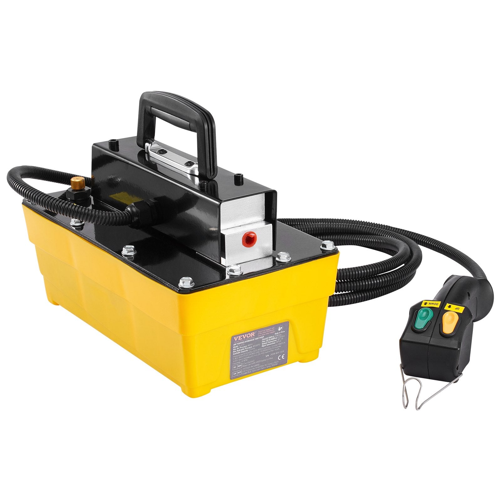 VEVOR 10,000PSI Air Hydraulic Pump, 2.3 L Reservoir, NPT 3/8 In Oil Outlet, NPT 1/4 In Inlet, Air Actuated Foot Pump with Remote Control Actuator, for Automobile Frame Machine & Hydraulic Press