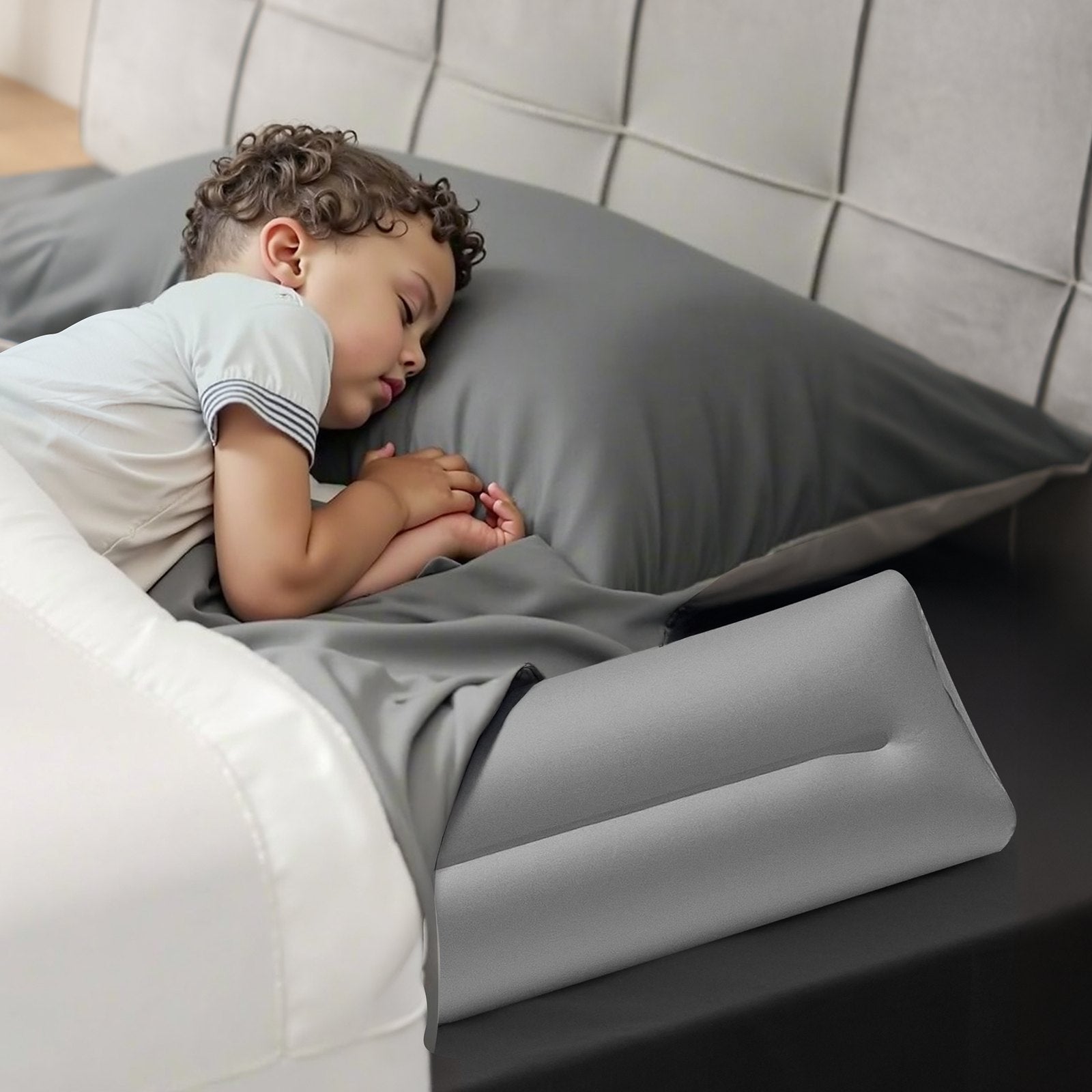 VEVOR Bed Bumper for Toddlers, 47.4-inch Inflatable Bed Guard Rail with Hand Pump, Non-Slip Flocking Toddler Bedrail Bumper for Twin, Full, Queen & King Beds, Lightweight and Portable (2 Packs)