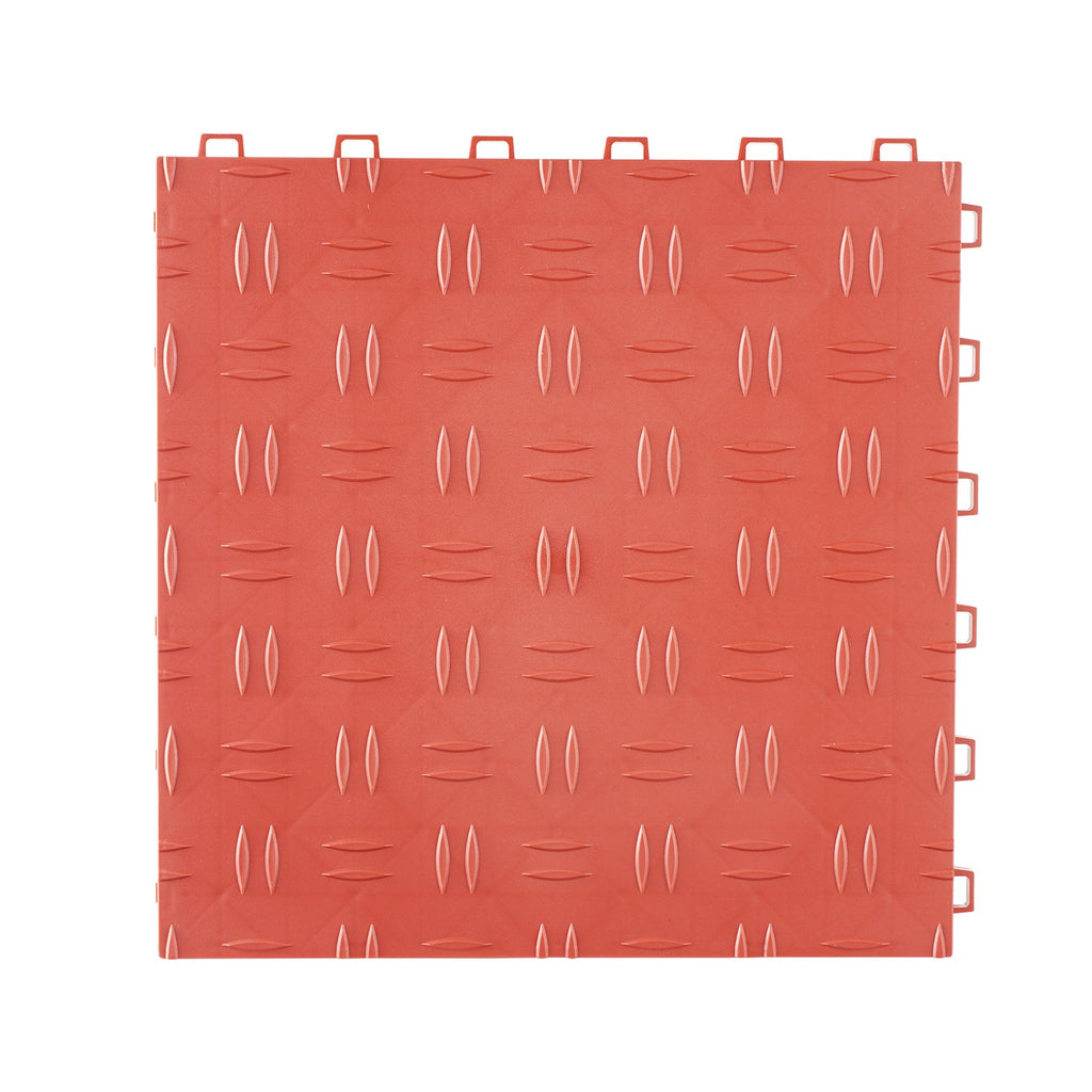 VEVOR Garage Tiles Interlocking, 12 x 12 x 0.53 inch 25 Pack Garage Floor Covering Tiles, Non-Slip Double-Sided Texture Garage Flooring Tiles, for Garages, Basements, Repair Shops, Red