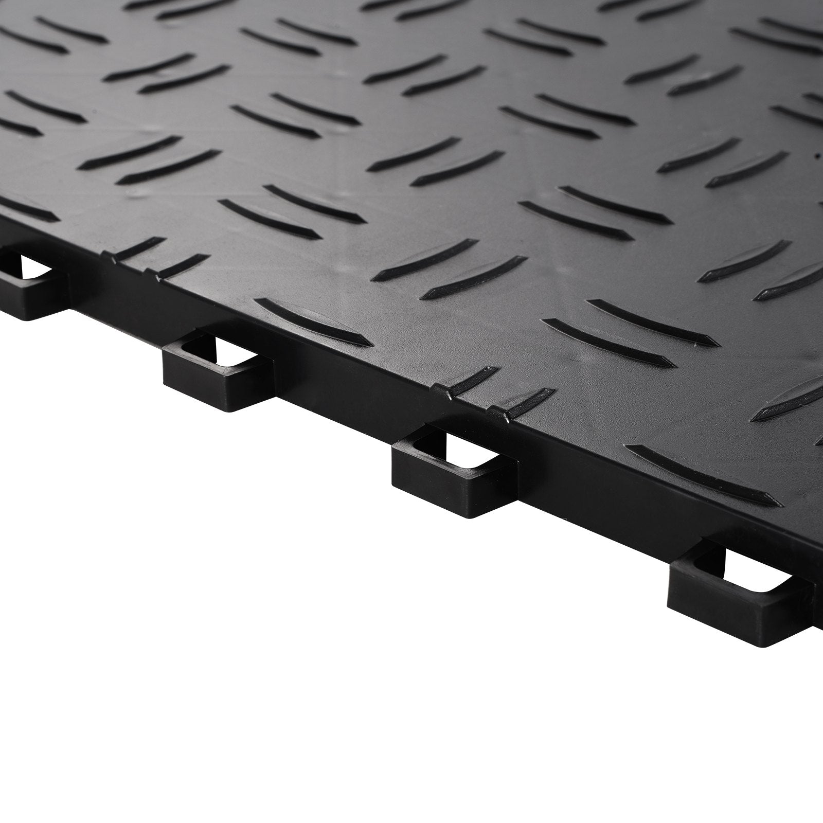 VEVOR Garage Tiles Interlocking, 12 x 12 x 0.53 inch 50 Pack Garage Floor Covering Tiles, Non-Slip Double-Sided Texture Garage Flooring Tiles, for Garages, Basements, Repair Shops, Black