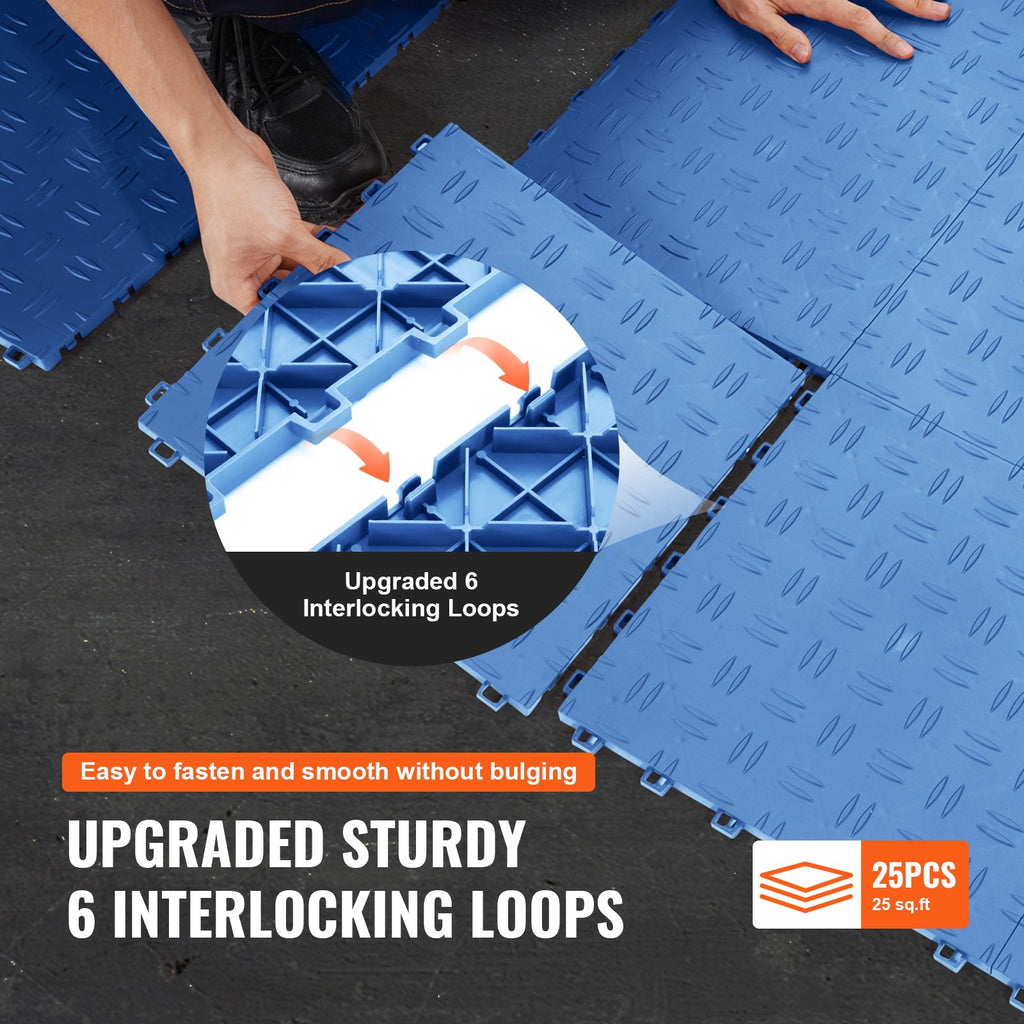 VEVOR Garage Tiles Interlocking 12x12 in 25 Pack Garage Flooring Tiles Blue