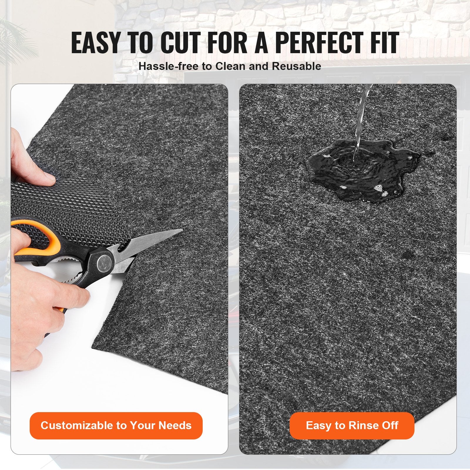 VEVOR Waterproof Garage Floor Mat for Under Car, Non-slip 2 x 2.6 M Compact Size Heavy Duty Containment Mat, Protects Garage Floor from Water, Mud and Oil, For Garages,Greenhouses,Entrance