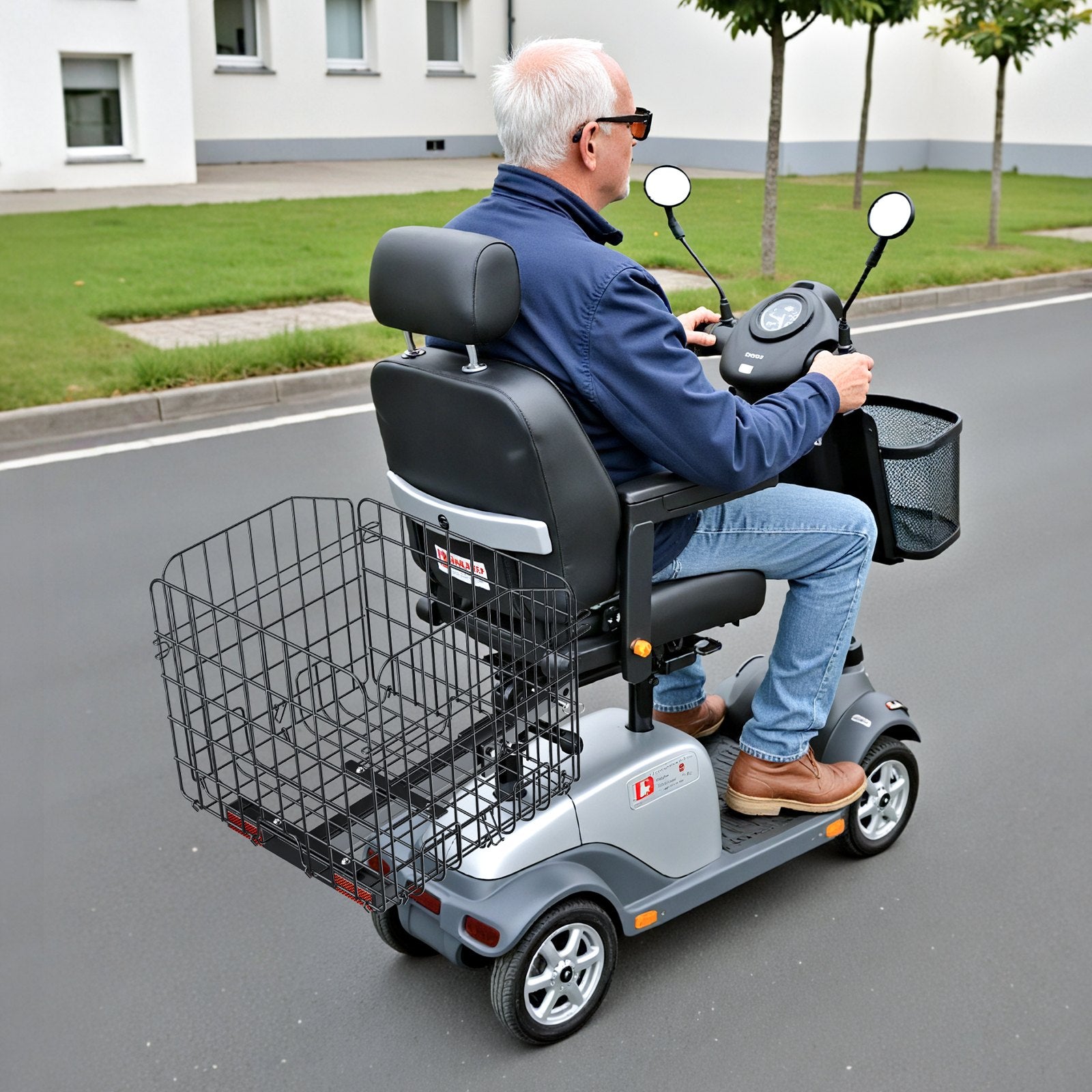 VEVOR Scooter Rear Basket, Folding Metal Wire Basket, Heavy Duty & Spacious Cargo Basket, Works with 1-inch Receiver, Compatible with Most Golden, Drive & Pride Mobility Scooter