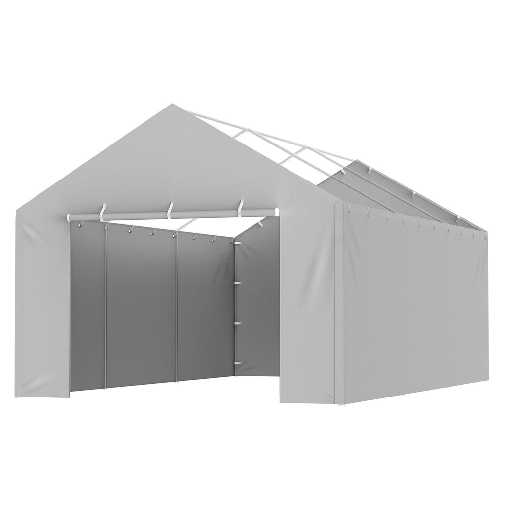 VEVOR Carport Replacement Canopy Cover Side Wall 6 x 3.6 m, Garage Tent Shelter Tarp Heavy-Duty Waterproof & UV Protected, Easy Installation with Ball Bungees,Grey (Top and Frame Not Included)