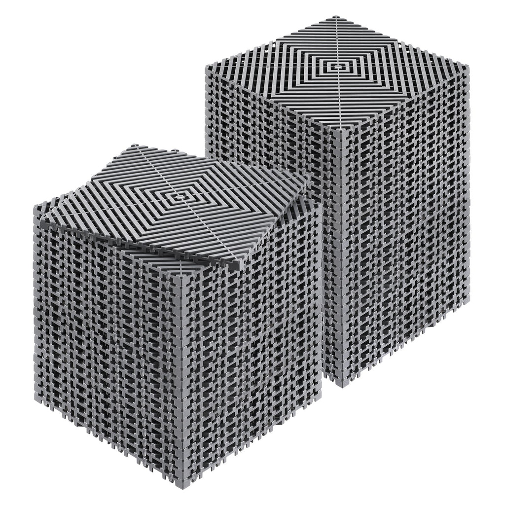 VEVOR Interlocking Drainage Mat, 31 x 31 cm Modular Interlocking Cushion, 50 Pcs Splicing Drainage Mats, Non-Slip Gray PP Drainage Floor Tile and Shower Mat, for Garage, Garden, Kitchen & Outdoor