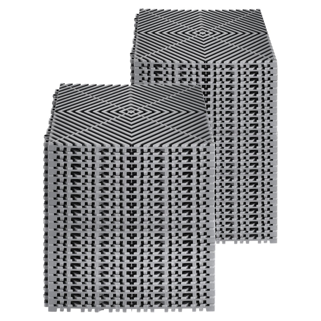 VEVOR Interlocking Drainage Mat, 31 x 31 cm Modular Interlocking Cushion, 50 Pcs Splicing Drainage Mats, Non-Slip Gray PP Drainage Floor Tile and Shower Mat, for Garage, Garden, Kitchen & Outdoor
