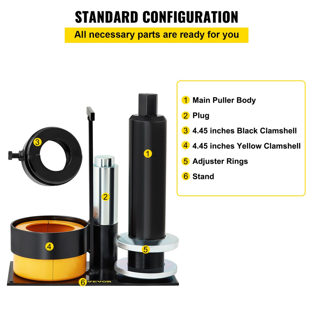 VEVOR Carrier & Pinion Bearing Puller, Compatible with Dana 30, 40, 60, 70, Ford 9\" Bearings, Pinion Puller Tool with 2 Clamshells, 45# Steel Clamshell Carrier Bearing Puller for Auto Repair
