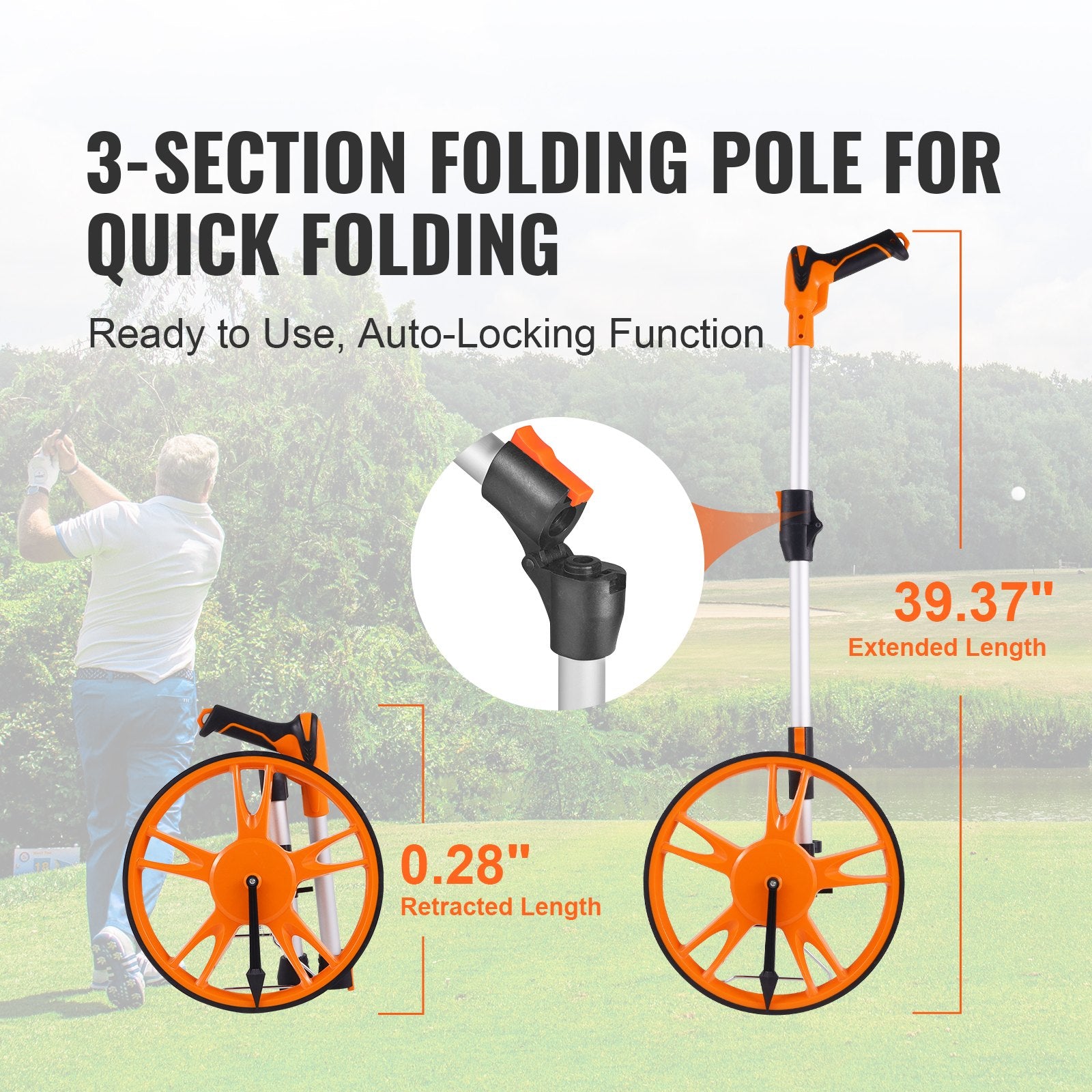 VEVOR Measuring Wheel 12.5” Road Runner Distance Telescoping Handle w/ Back Bag