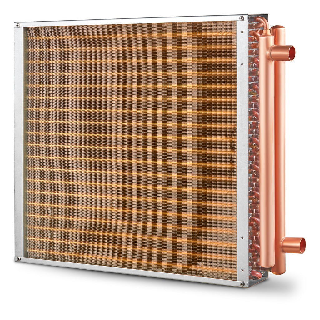VEVOR 20"x 20" Heat Exchanger Water to Air 3-Row 3/8" Copper Ports 242 Fins