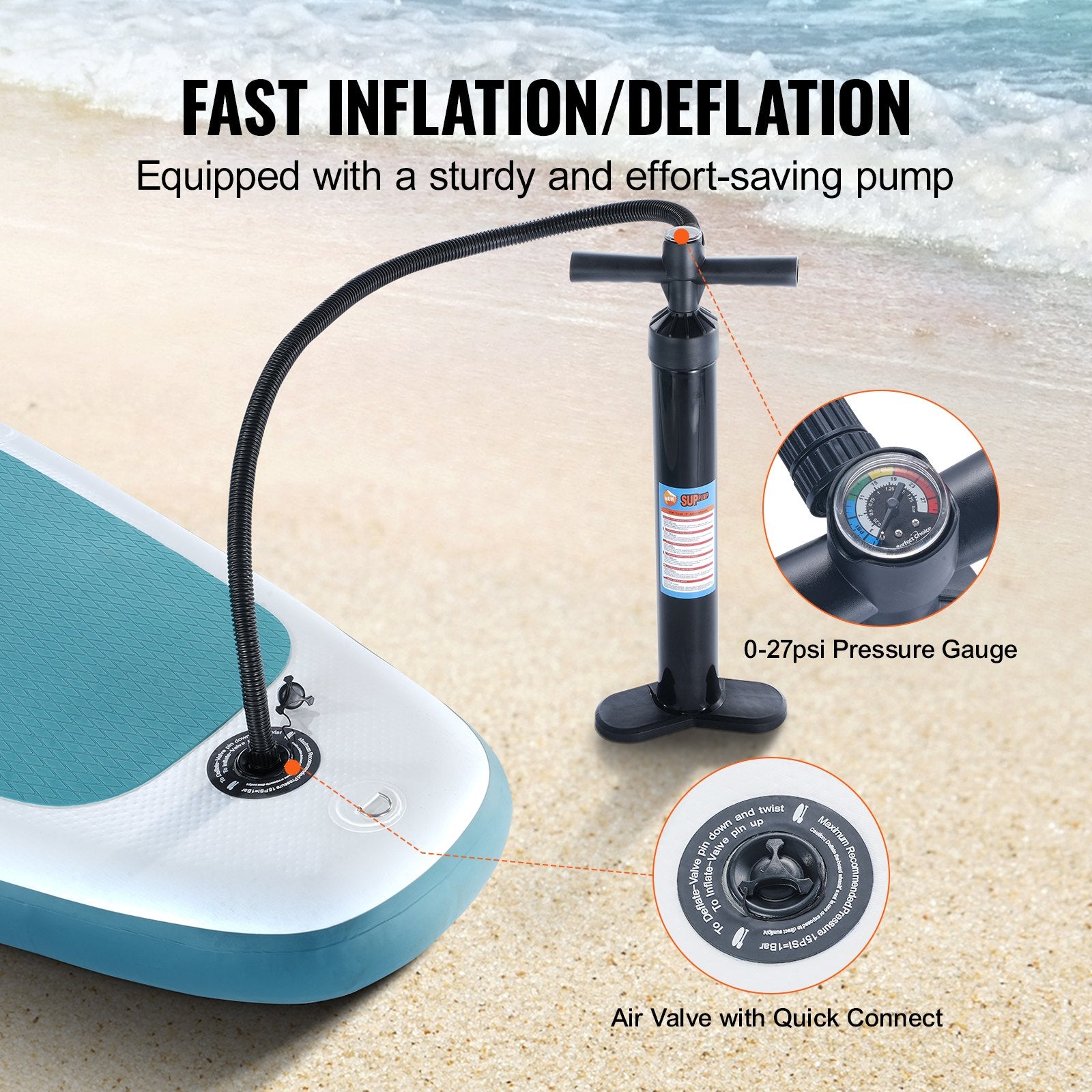 VEVOR Inflatable Stand Up Paddle Board, 152 mm Wide SUP Paddleboard, with Board Accessories, Pump, Paddle, Fin, Phone Bag, Backpack, Ankle Leash, Repair Kit, Non-slip Deck for Youth & Adults