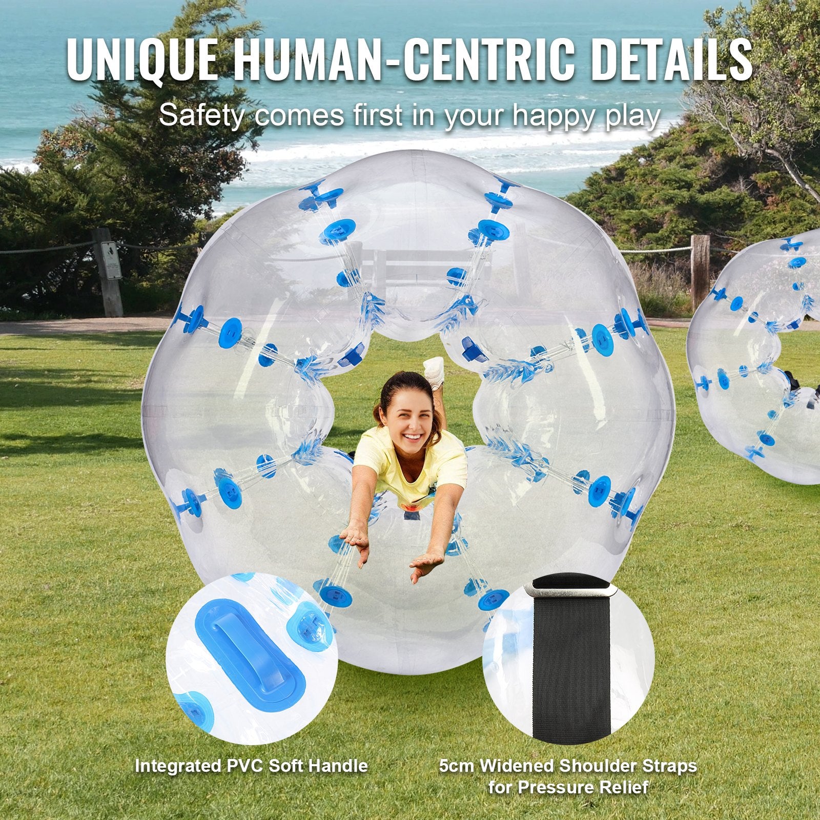 VEVOR Inflatable Bumper Ball 1-Pack, 5FT/1.5M Body Sumo Zorb Balls for Teen & Adult, 0.8mm Thick PVC Human Hamster Bubble Balls for Outdoor Team Gaming Play, Bumper Bopper Toys for Garden, Yard, Park