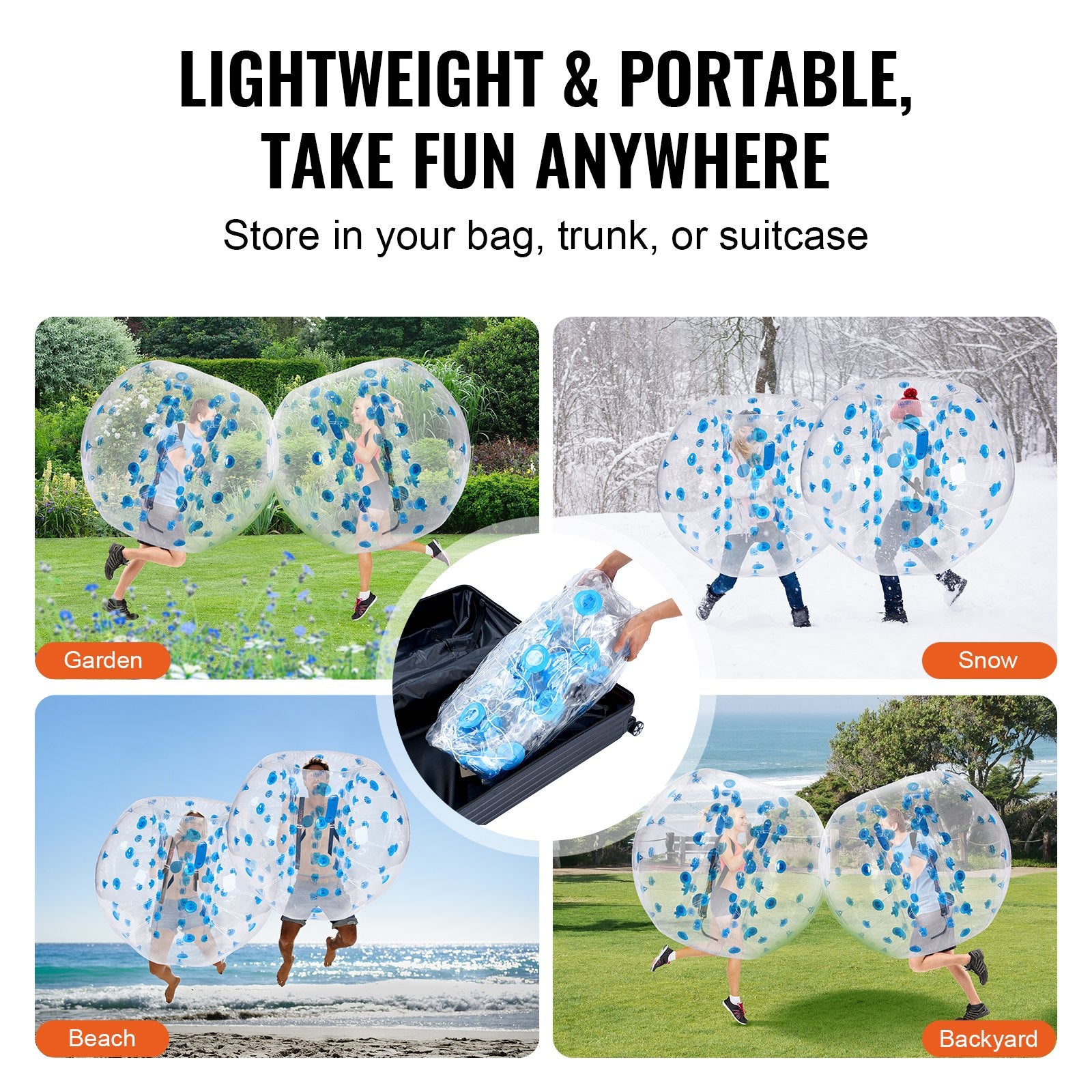 VEVOR Inflatable Bumper Ball 1-Pack, 5FT/1.5M Body Sumo Zorb Balls for Teen & Adult, 0.8mm Thick PVC Human Hamster Bubble Balls for Outdoor Team Gaming Play, Bumper Bopper Toys for Garden, Yard, Park
