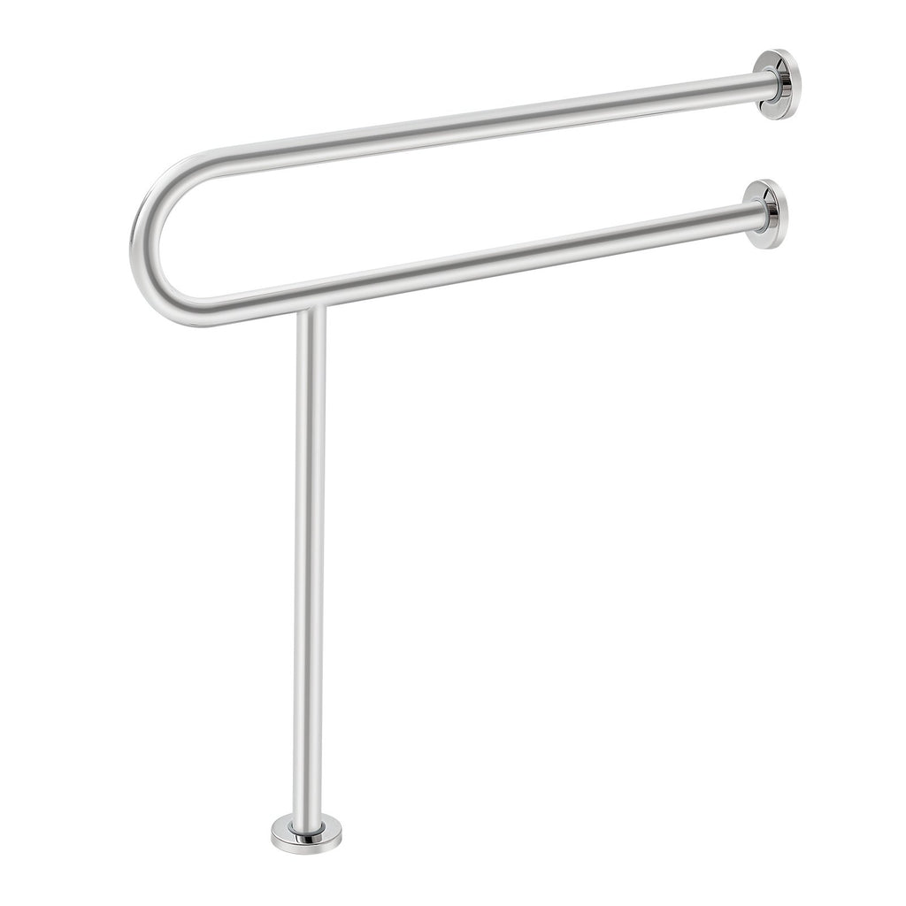 VEVOR Toilet Safety Rail, 80 cm U-Shaped Handicap Grab Bar, 304 Stainless Steel Senior Safety Pole, Toilet Grab Bars with Anti-Slip Handle, 136 kg Load Capacity Security Handrail with Support Leg
